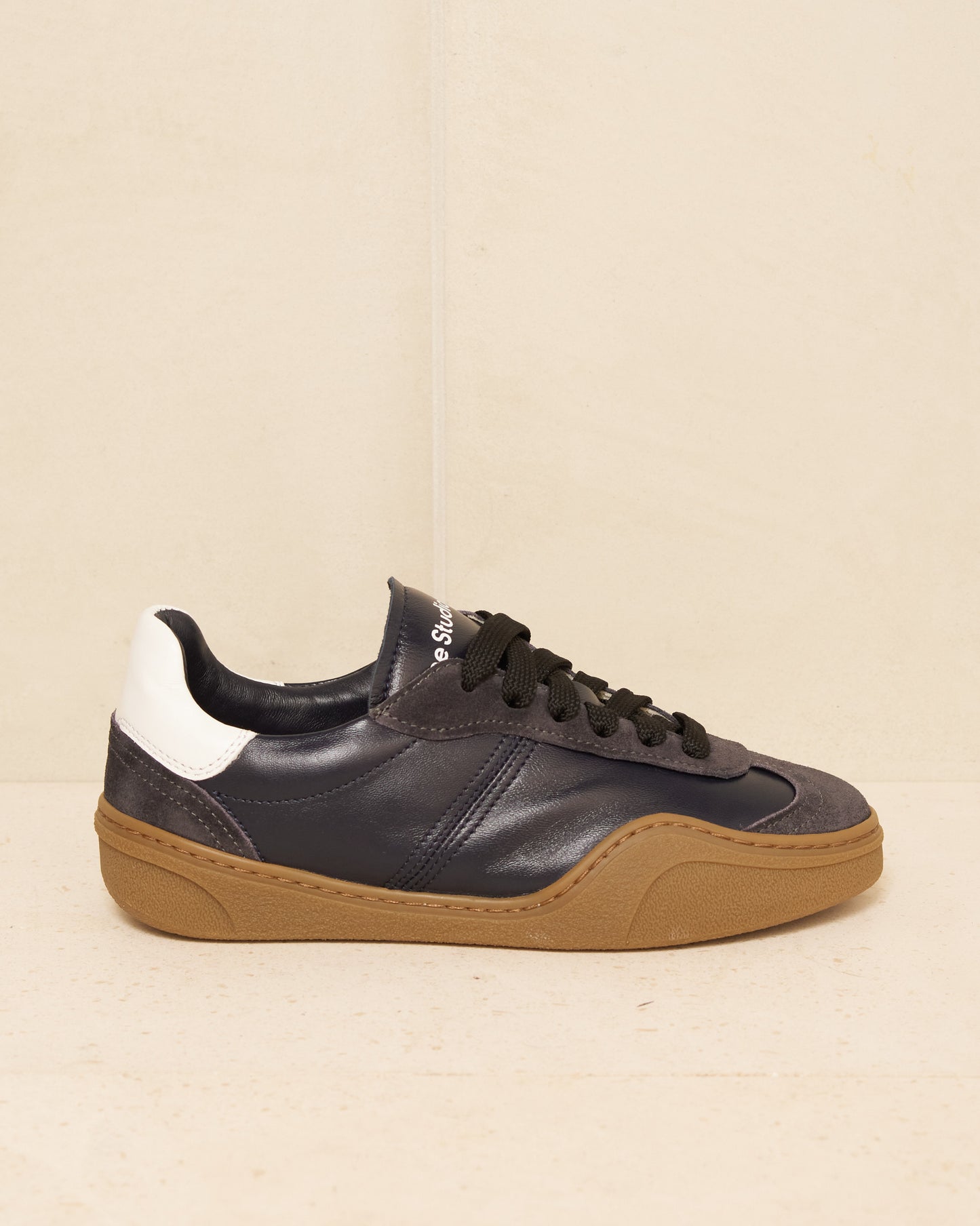 Anthracite Leather and Suede Sneakers