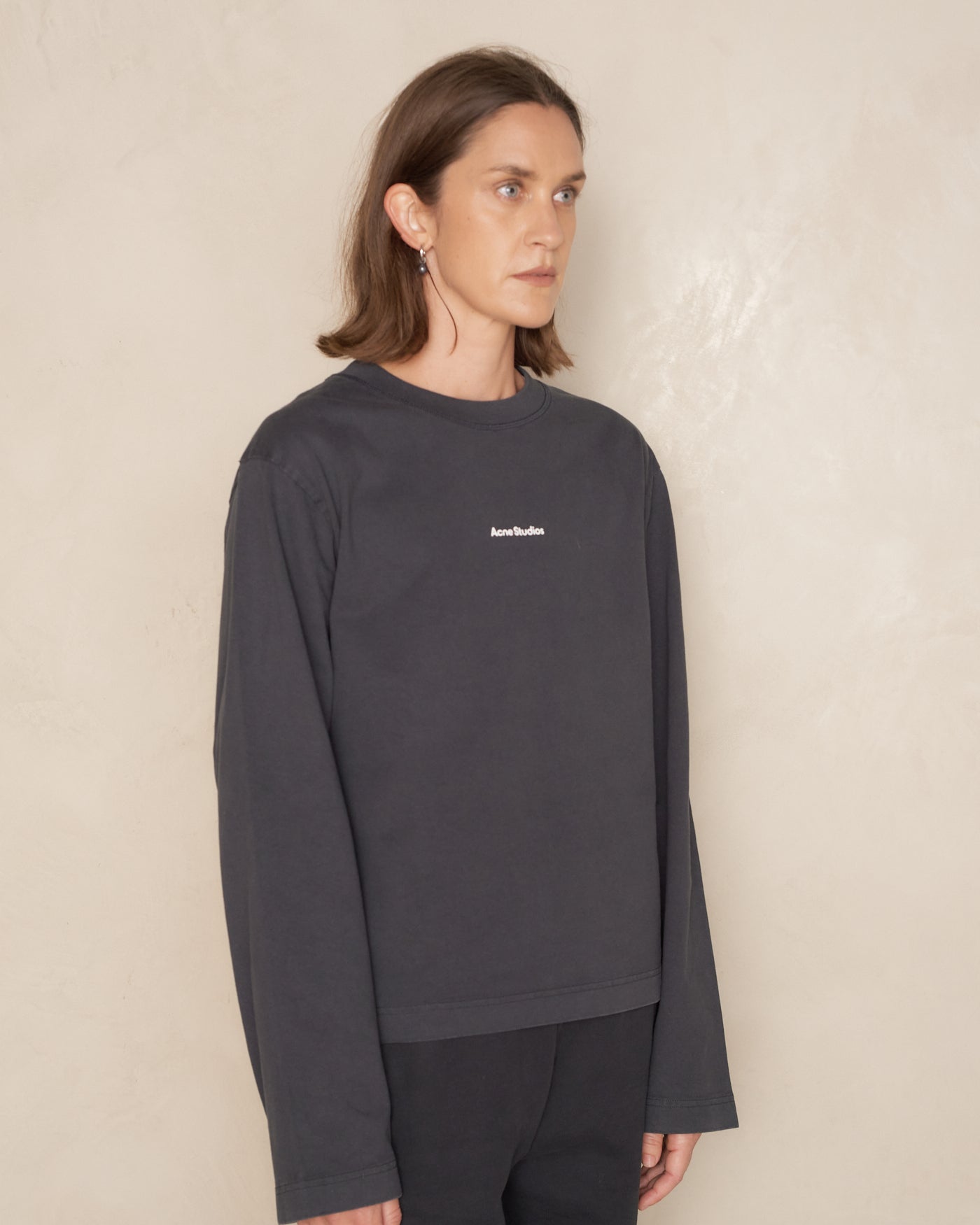 Black Acne Logo Long Sleeve T-Shirt