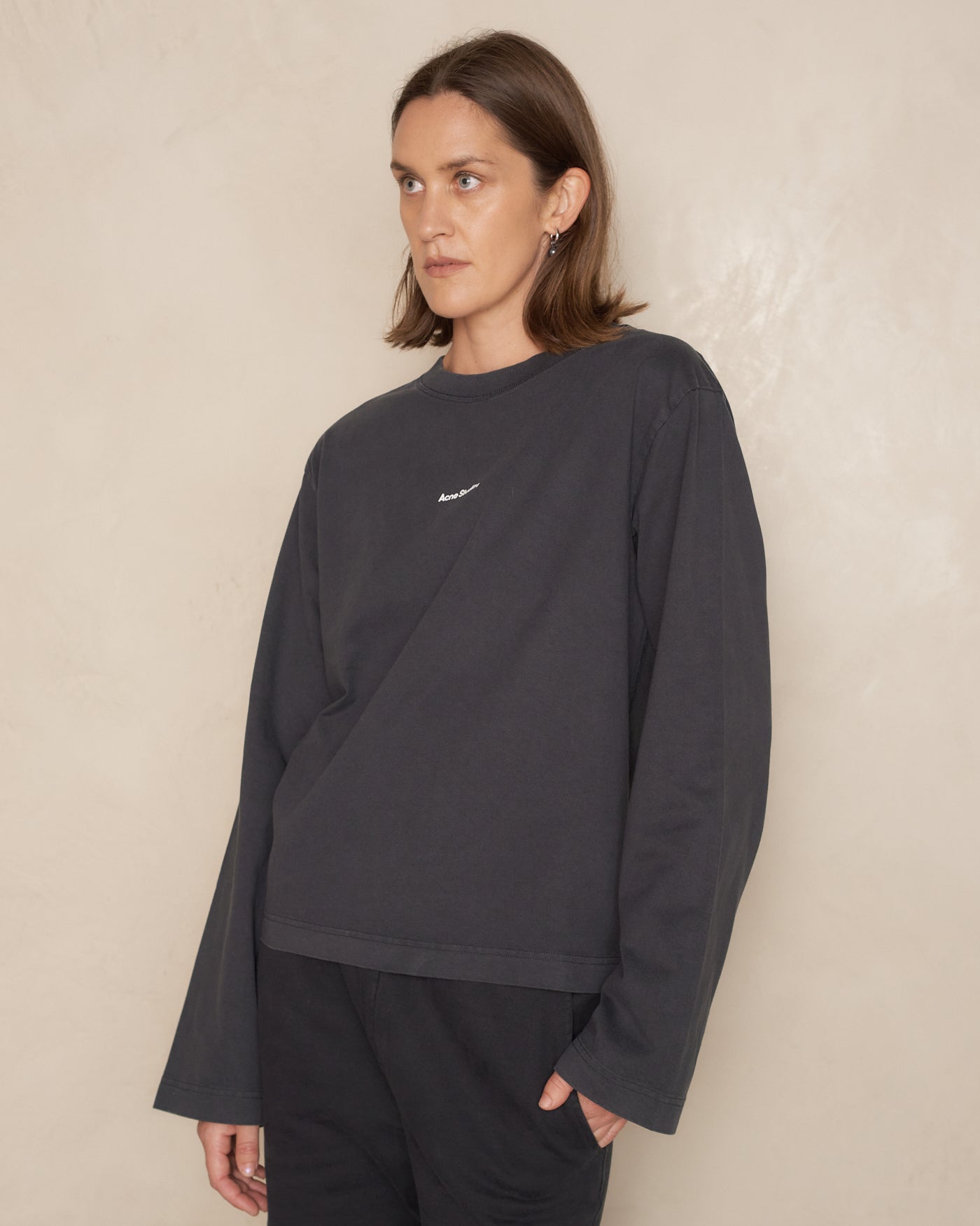 Black Acne Logo Long Sleeve T-Shirt