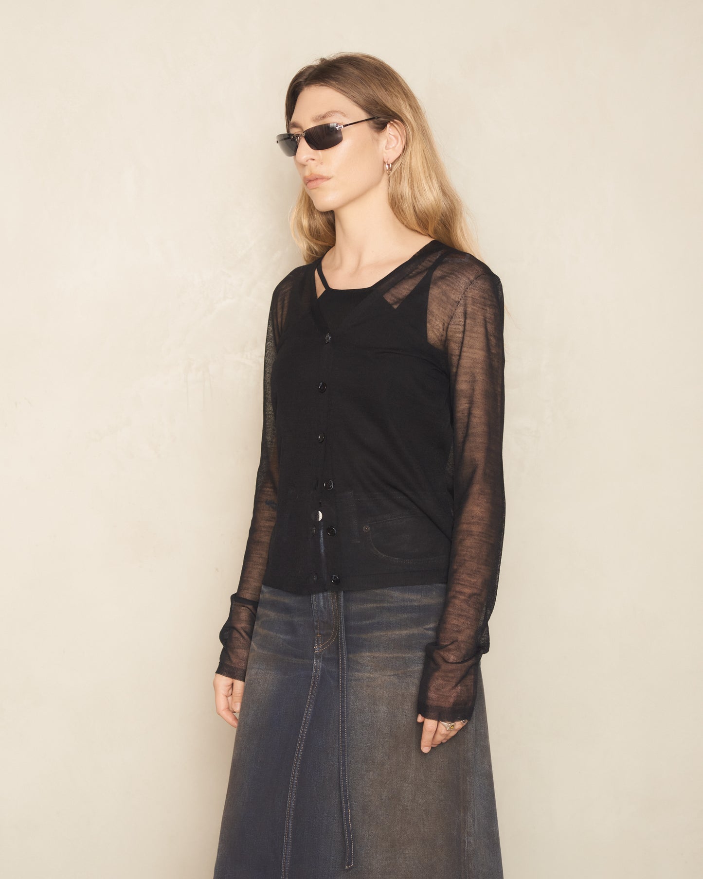 Black Sheer Knit Cardigan