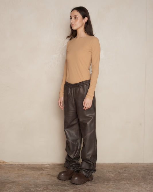 Brown Lamb Leather Pants