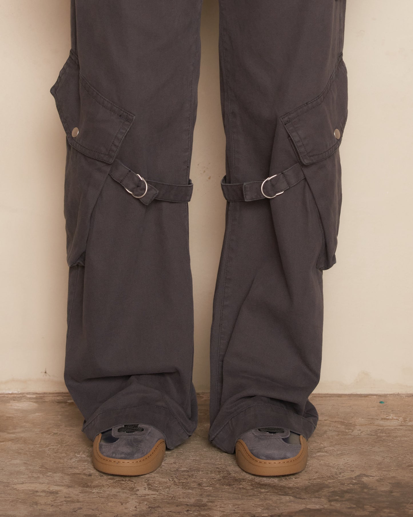 Charcoal Grey Straight Cargo Trousers