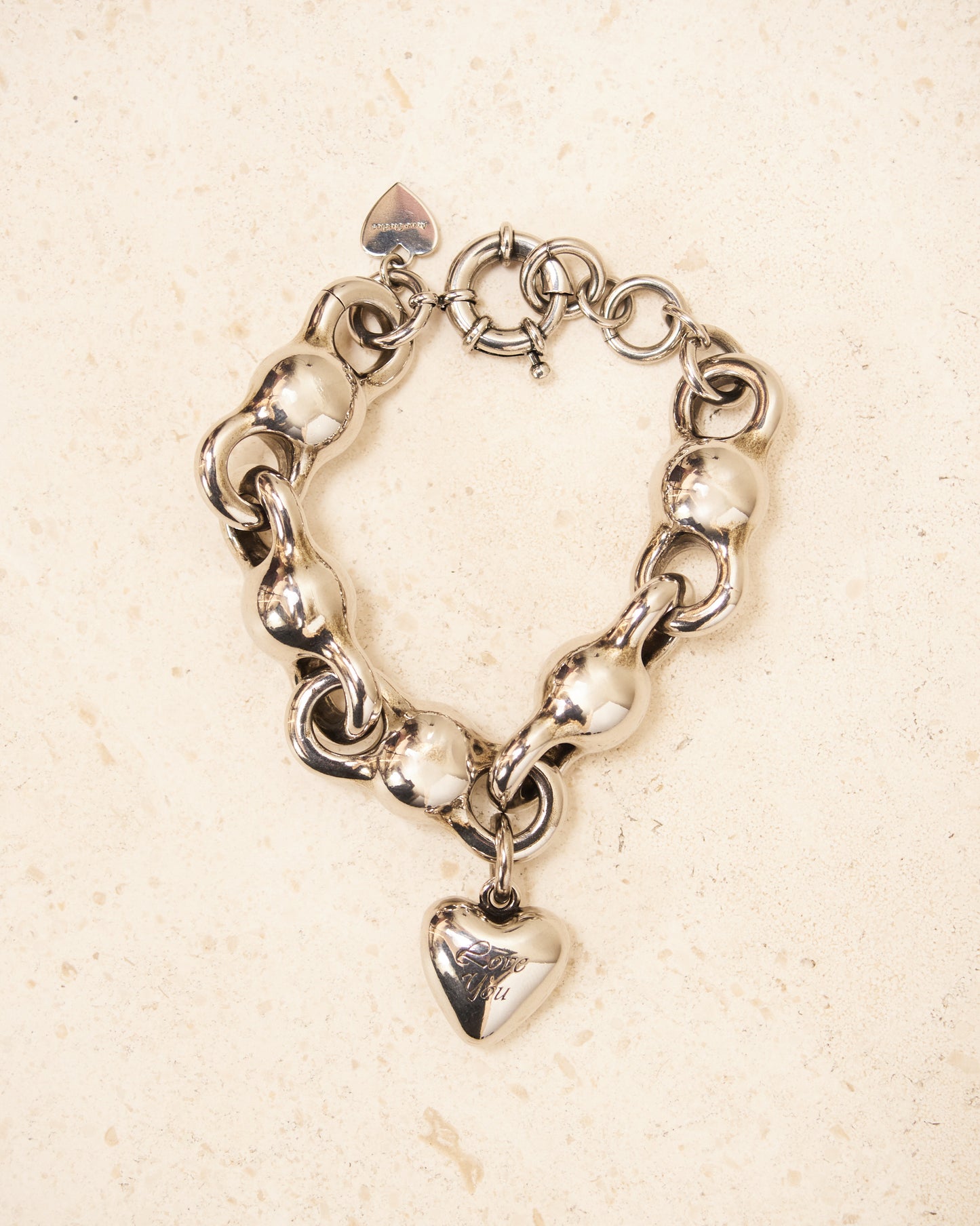 Antique Silver Heart Charm Bracelet