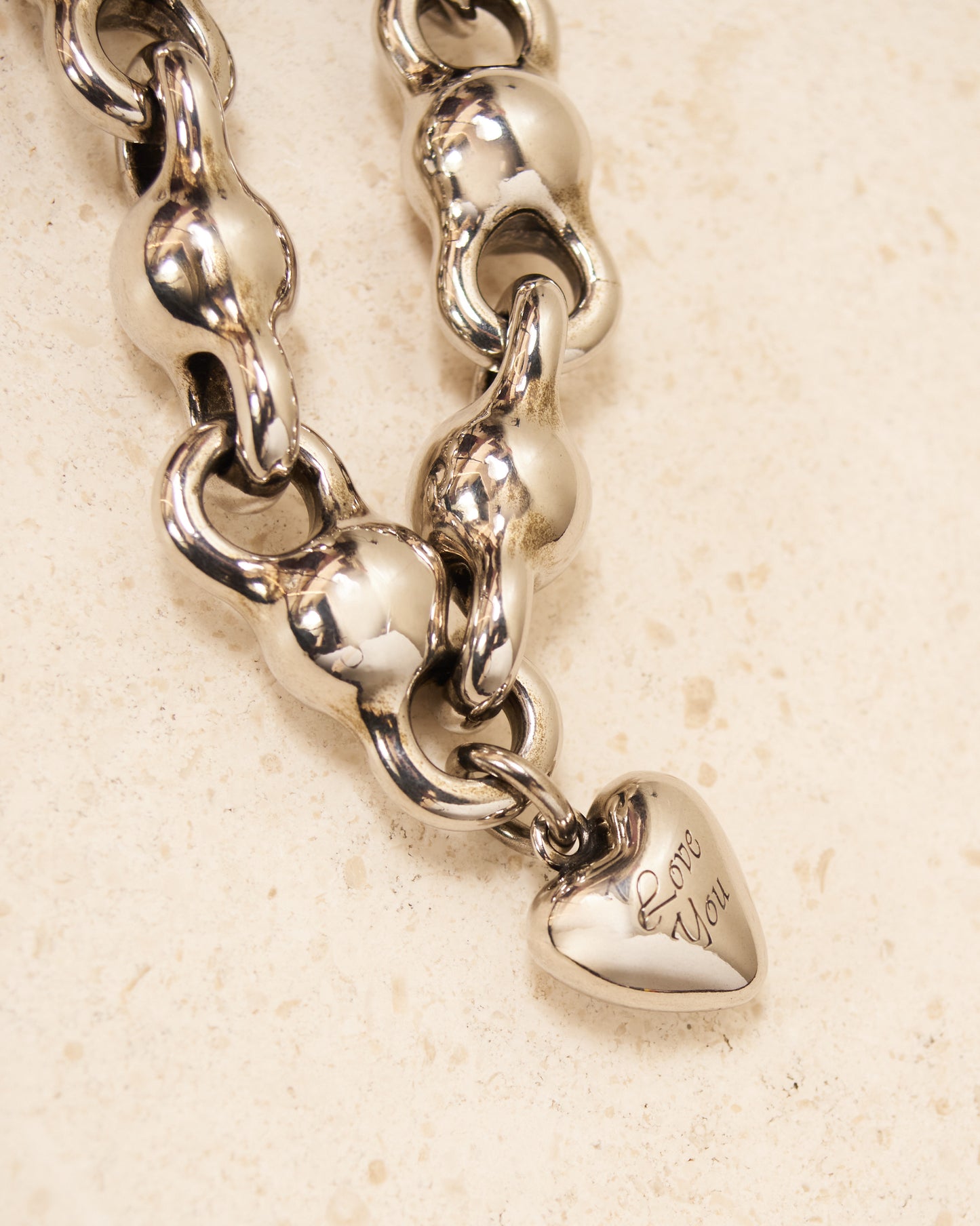 Antique Silver Heart Charm Bracelet