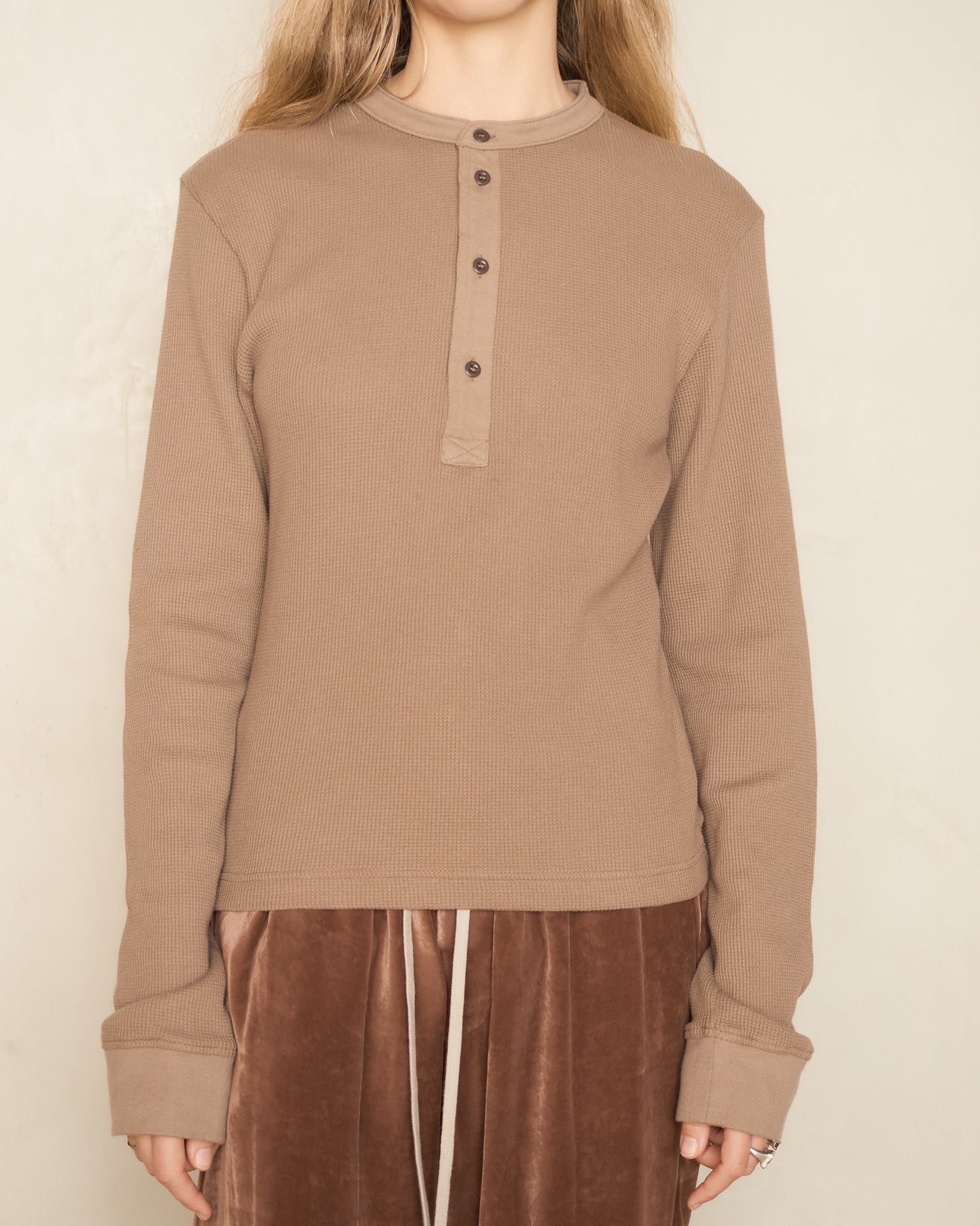 Taupe Brown Long Sleeve Polo T-Shirt