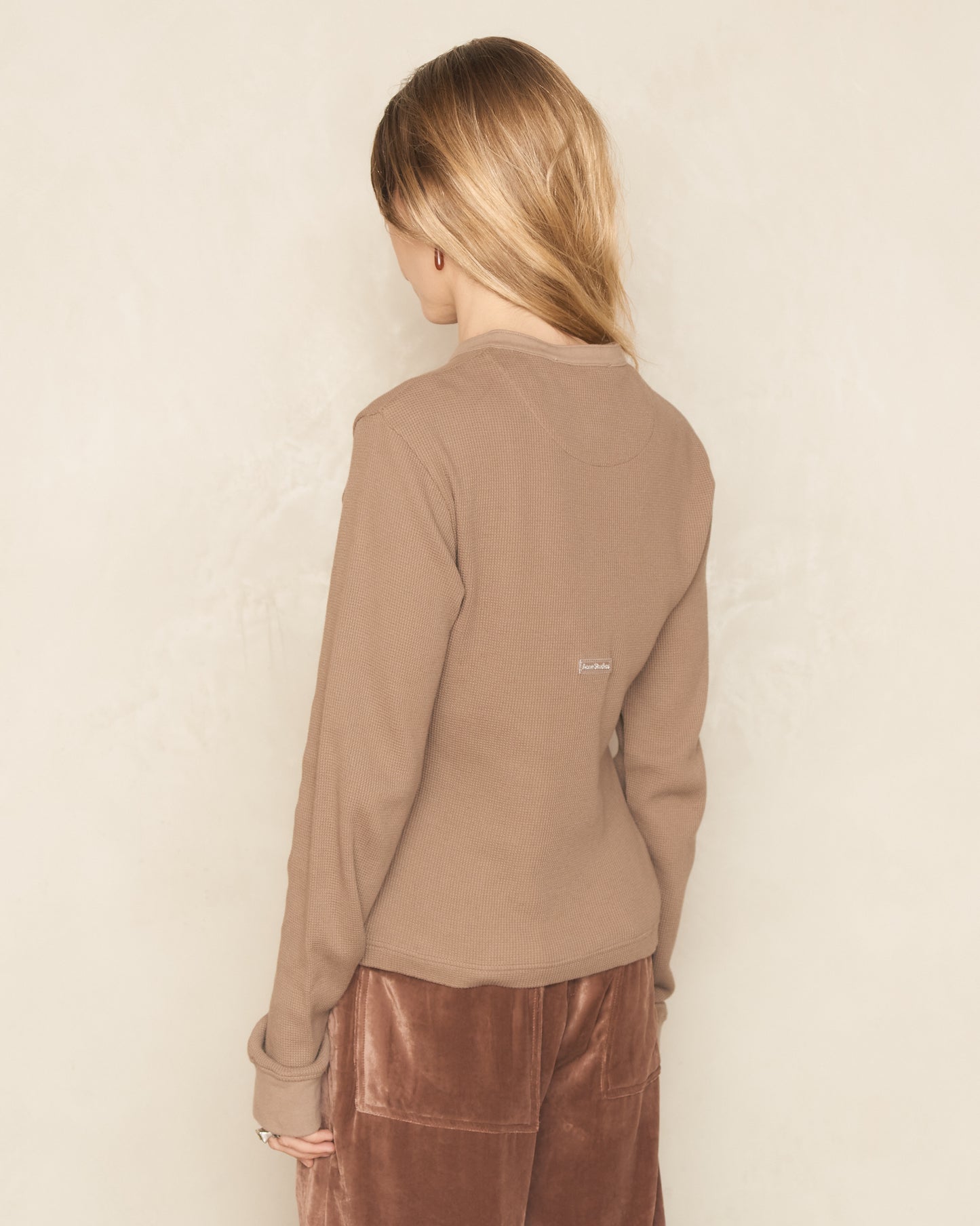 Taupe Brown Long Sleeve Polo T-Shirt