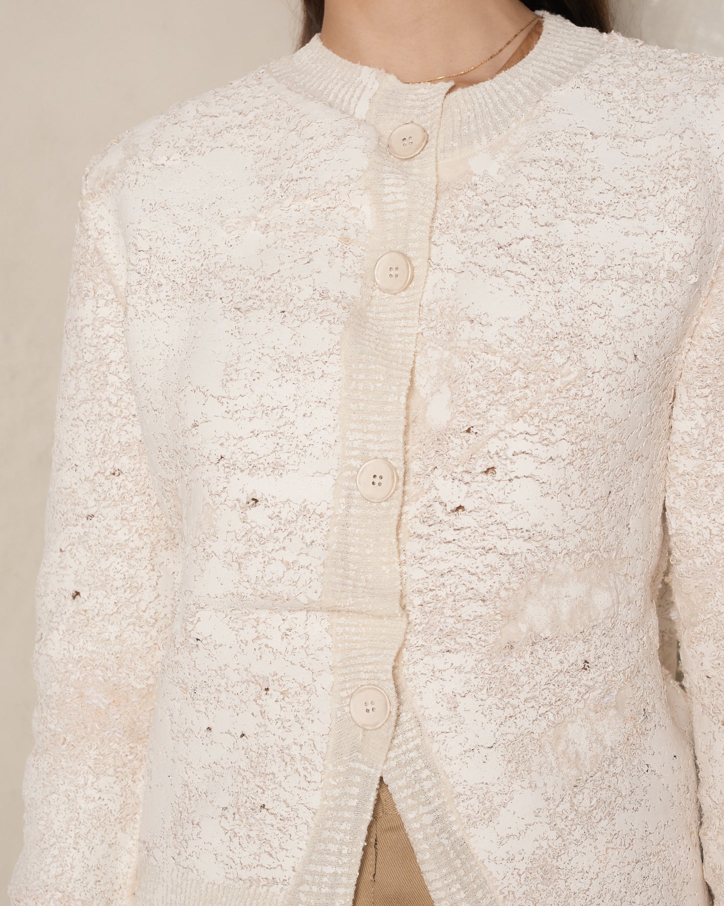 Off White Asymmetric Painted Cardigan