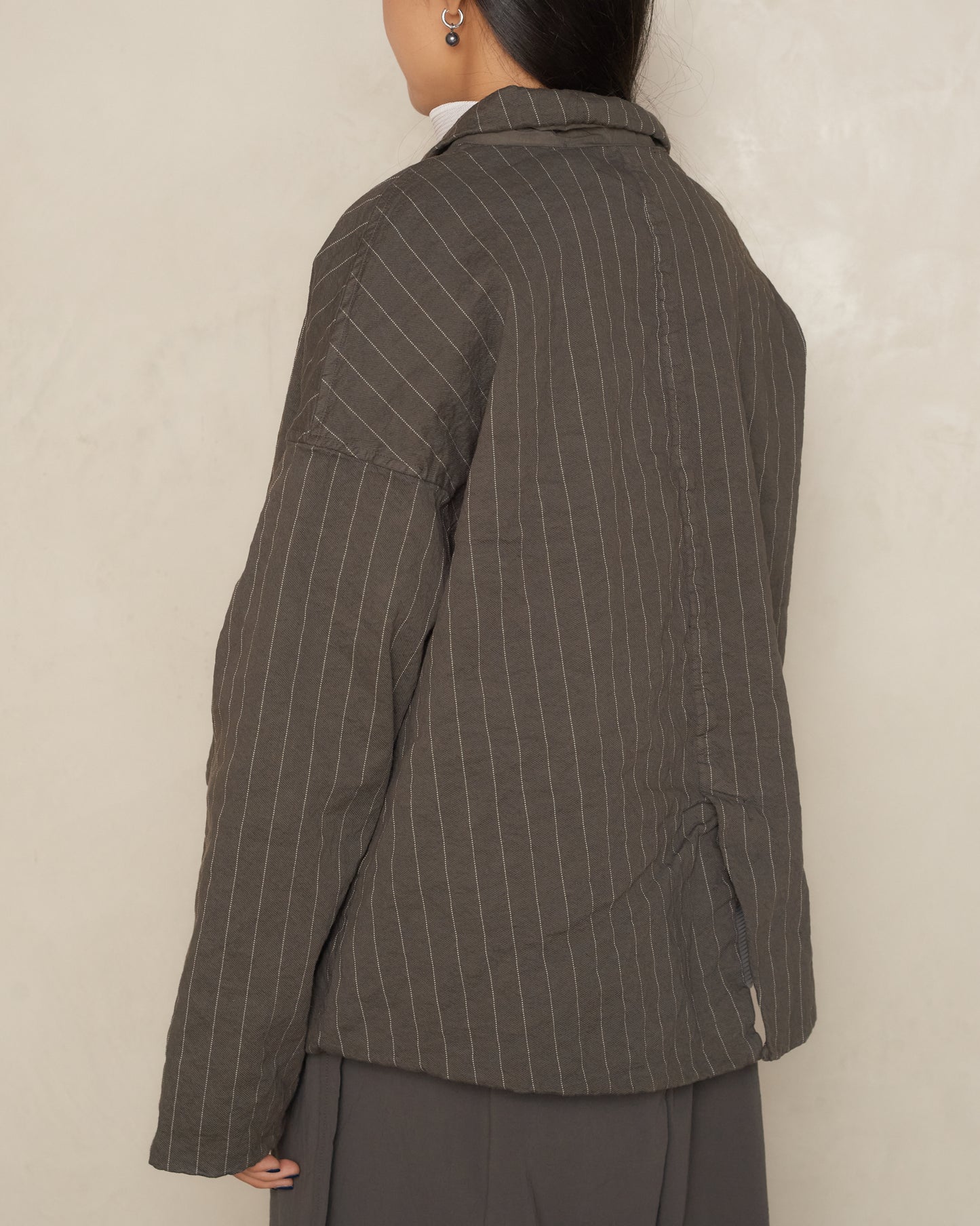 Anthracite Pinstriped Loose Blazer