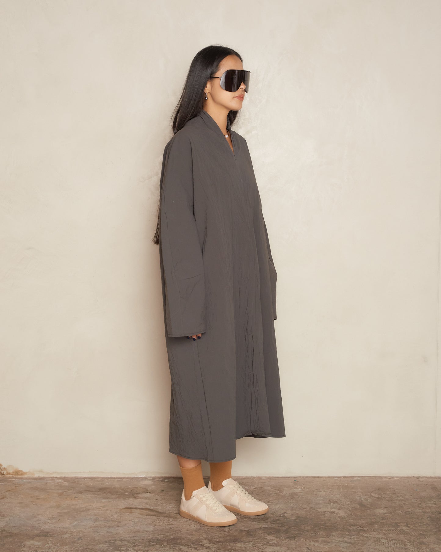 Anthracite Wrinkled Kimono Dress