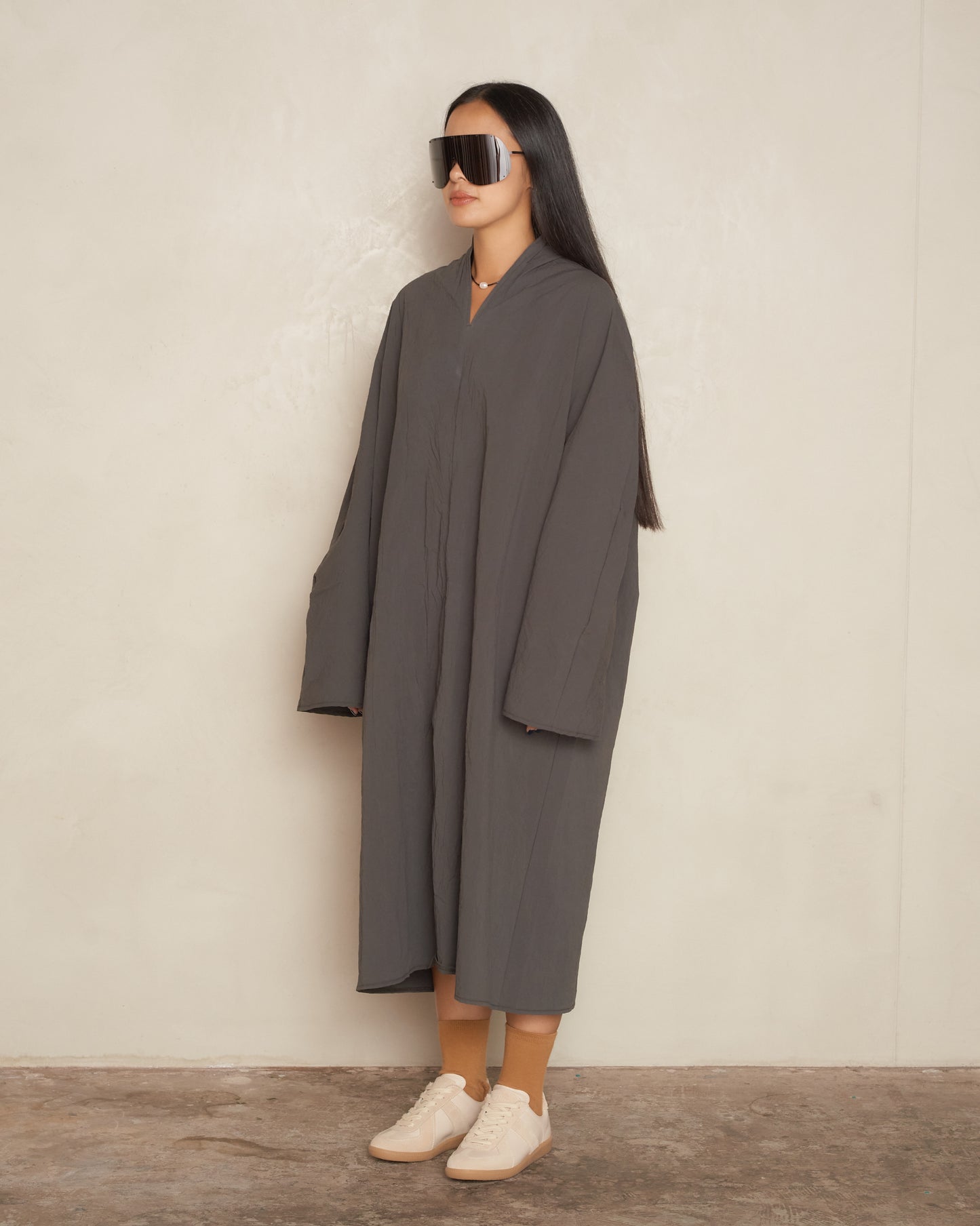 Anthracite Wrinkled Kimono Dress