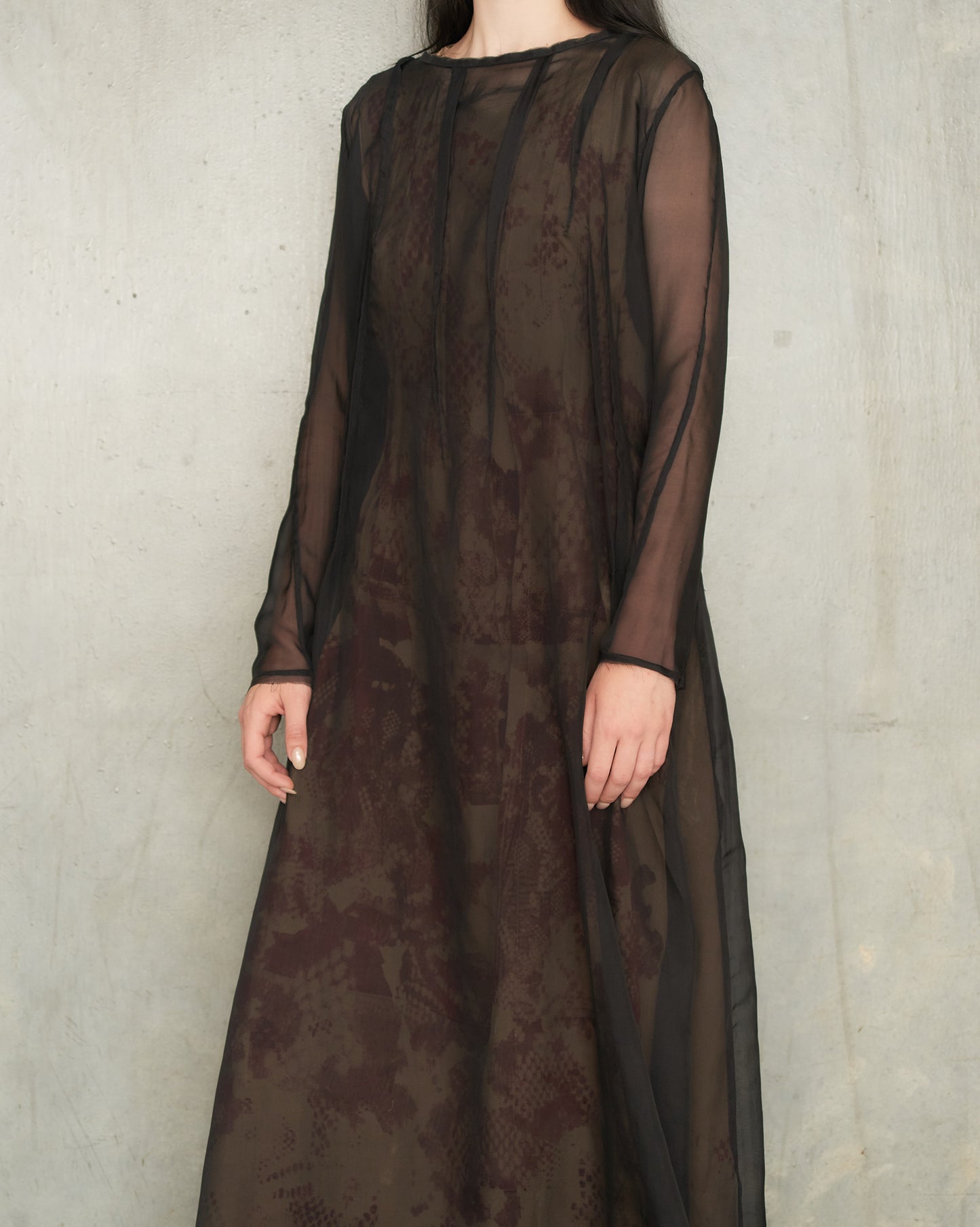 Noir Long Sleeve Darted Dress