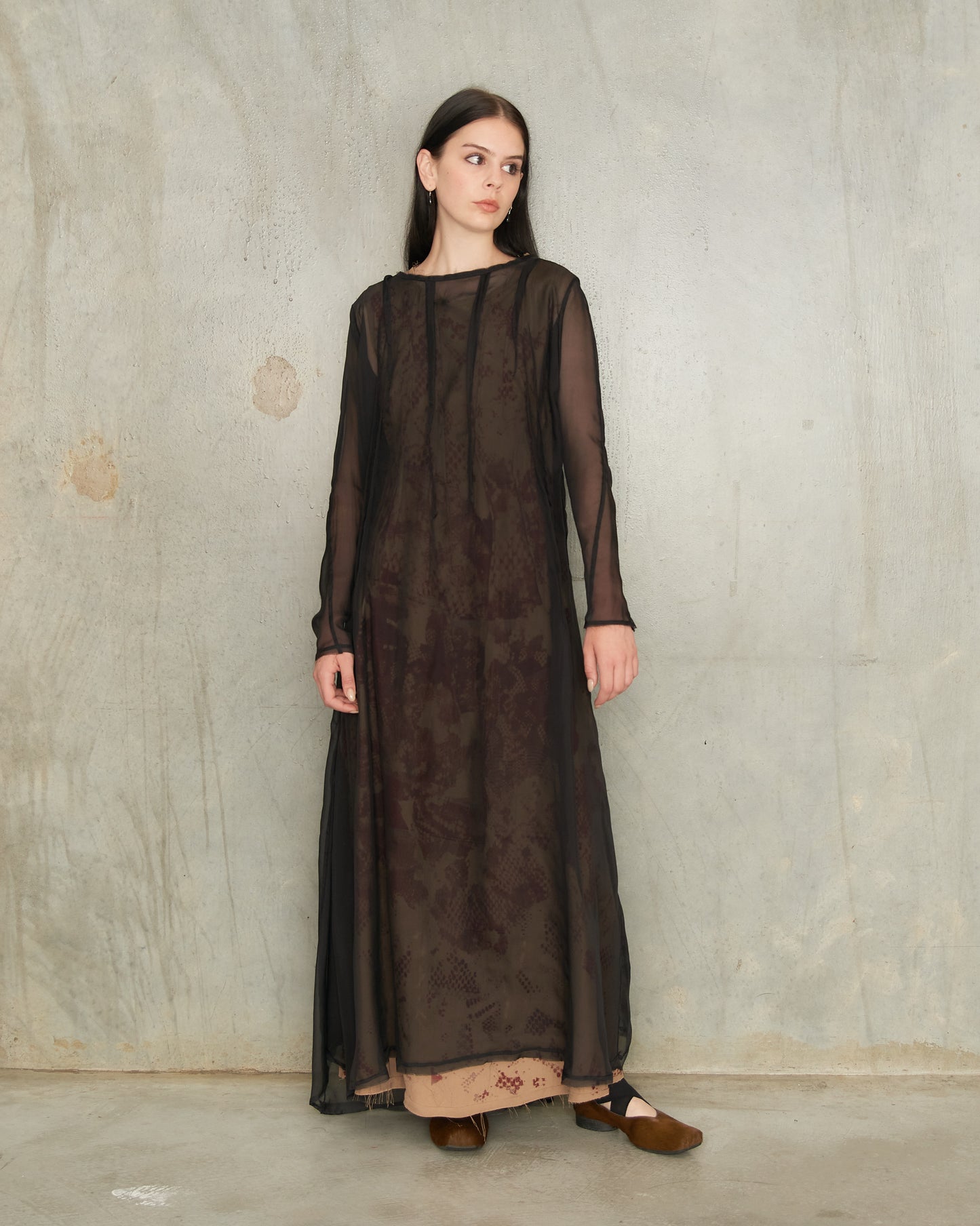 Noir Long Sleeve Darted Dress