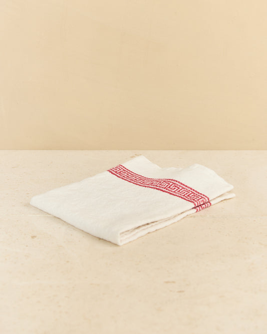 Red Grecque Tea Towel