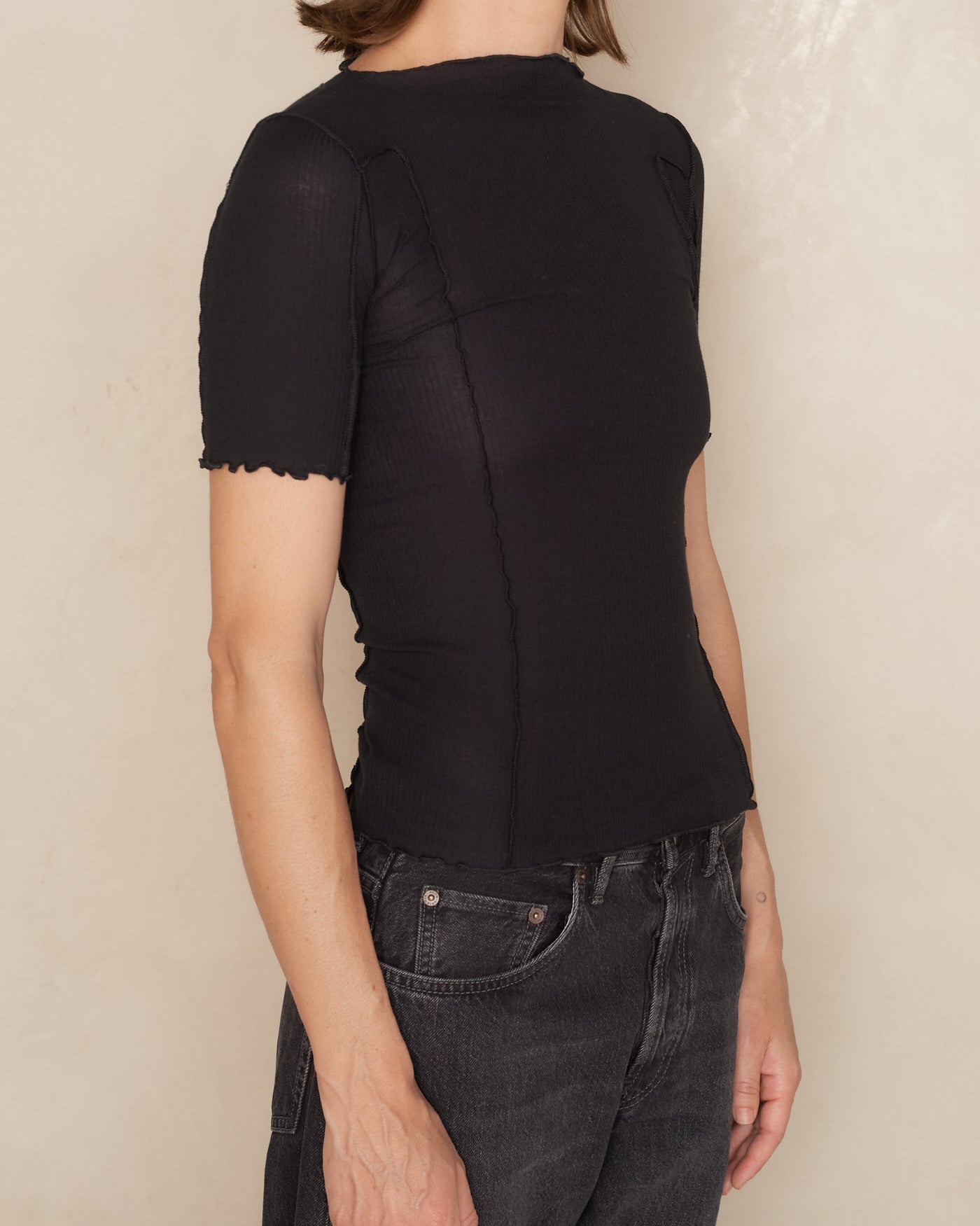 Black Omato 3/4 Sleeve Top