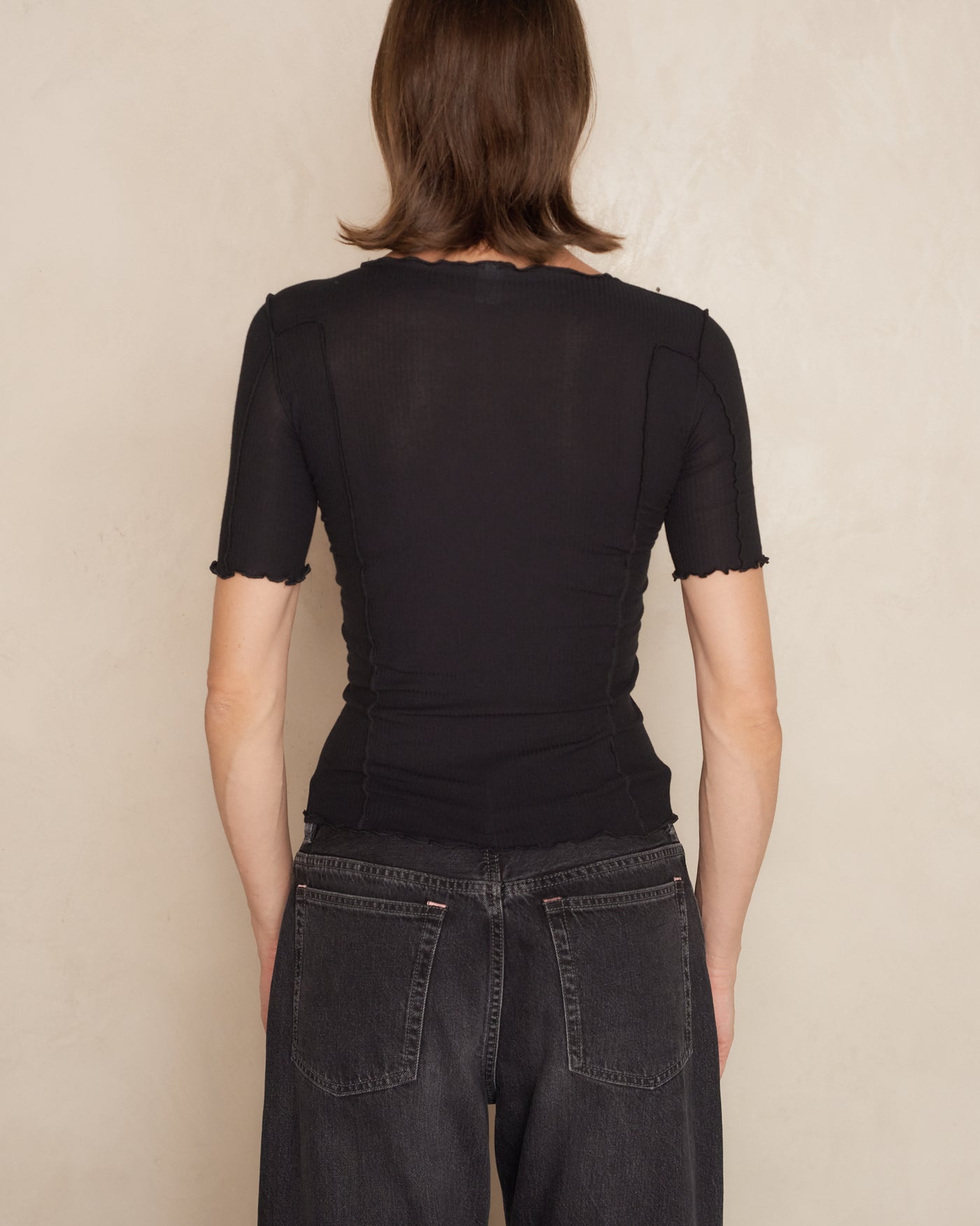 Black Omato 3/4 Sleeve Top