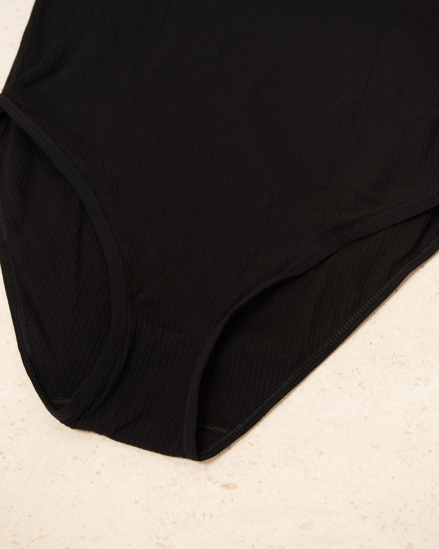 Black Cotton Rib Highwaist Bell Pants