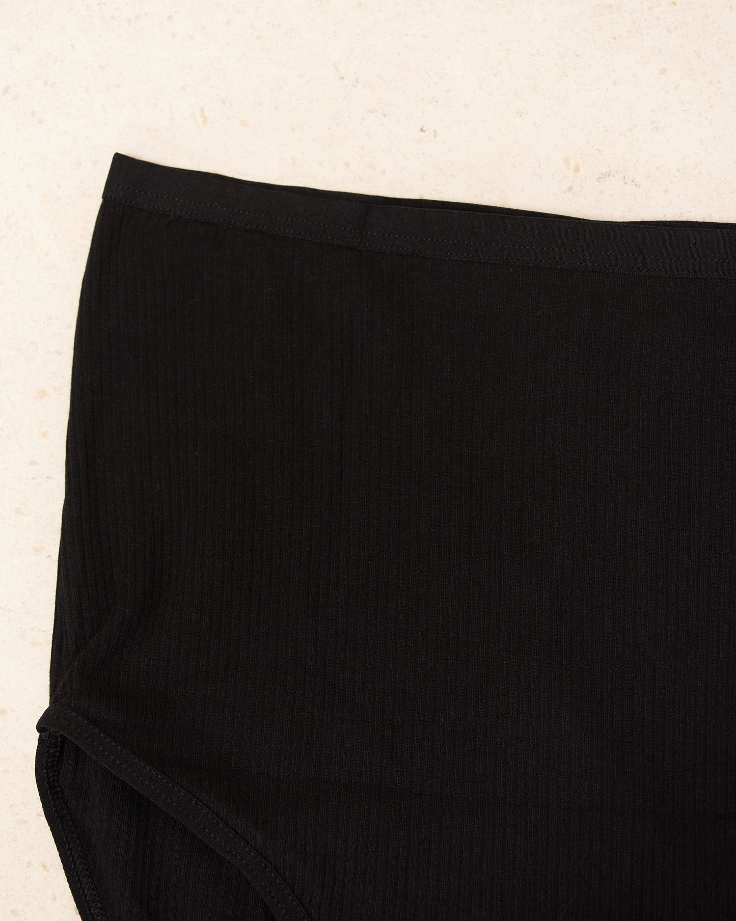 Black Cotton Rib Highwaist Bell Pants