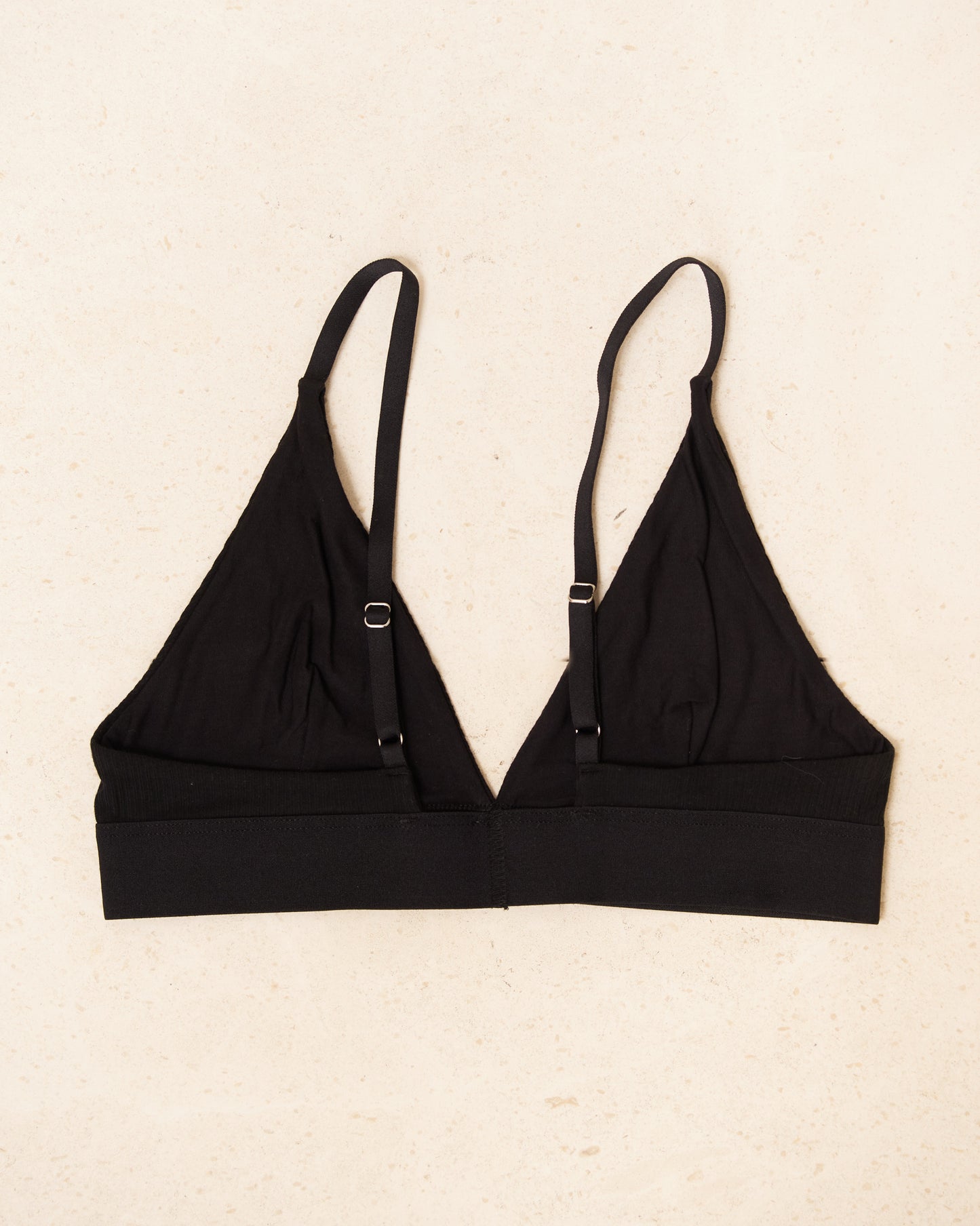 Black Cotton Rib Triangle Bra