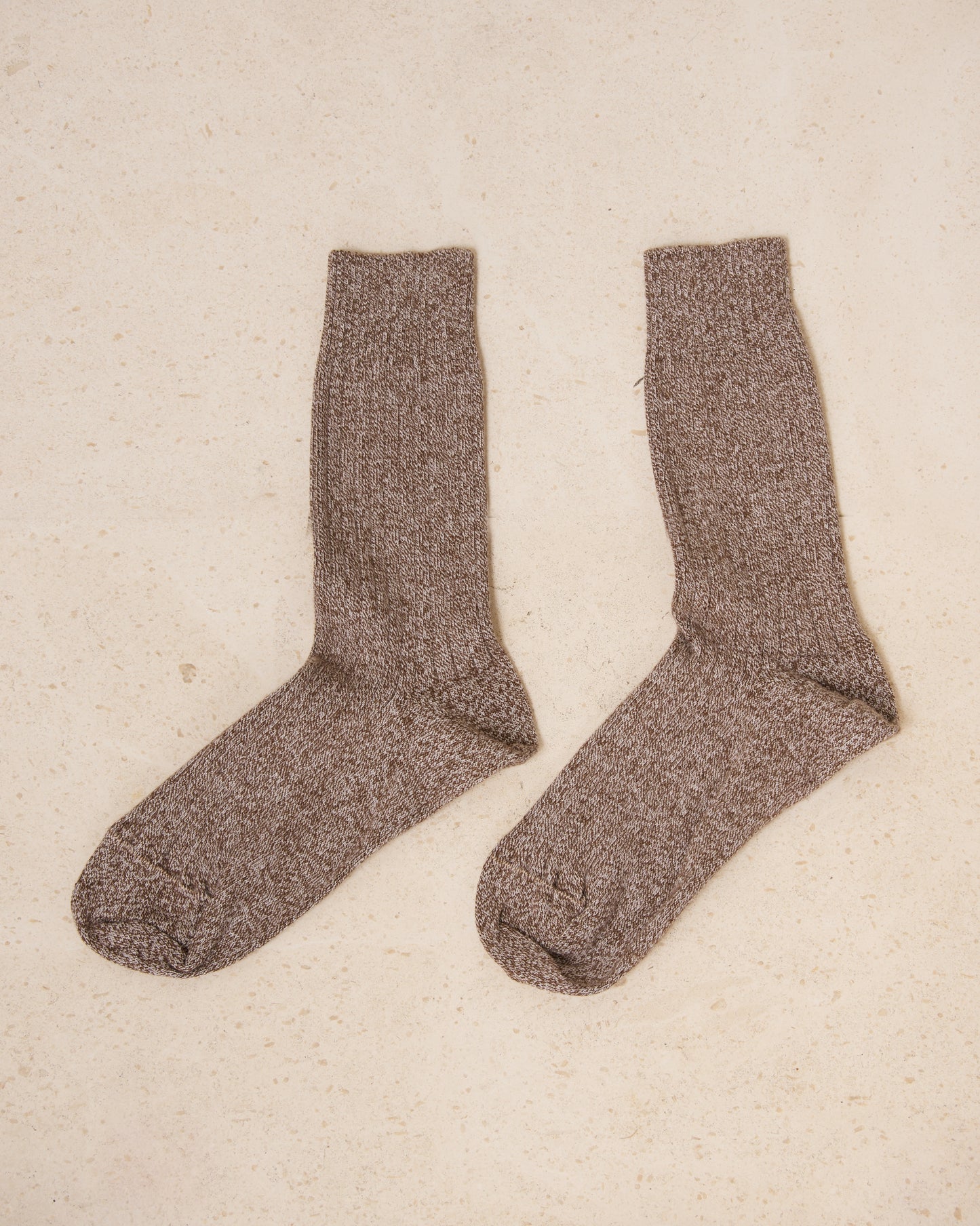 Grey Brown Melange Cotton Rib Socks