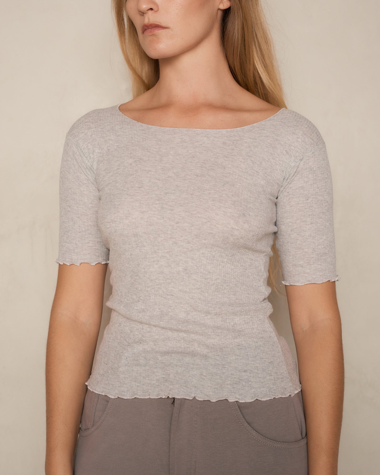 Grey Melange Pama 3/4 Sleeve Top