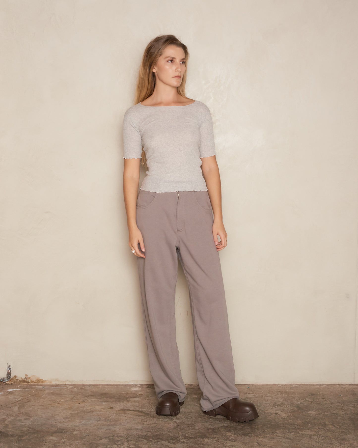 Grey Melange Pama 3/4 Sleeve Top