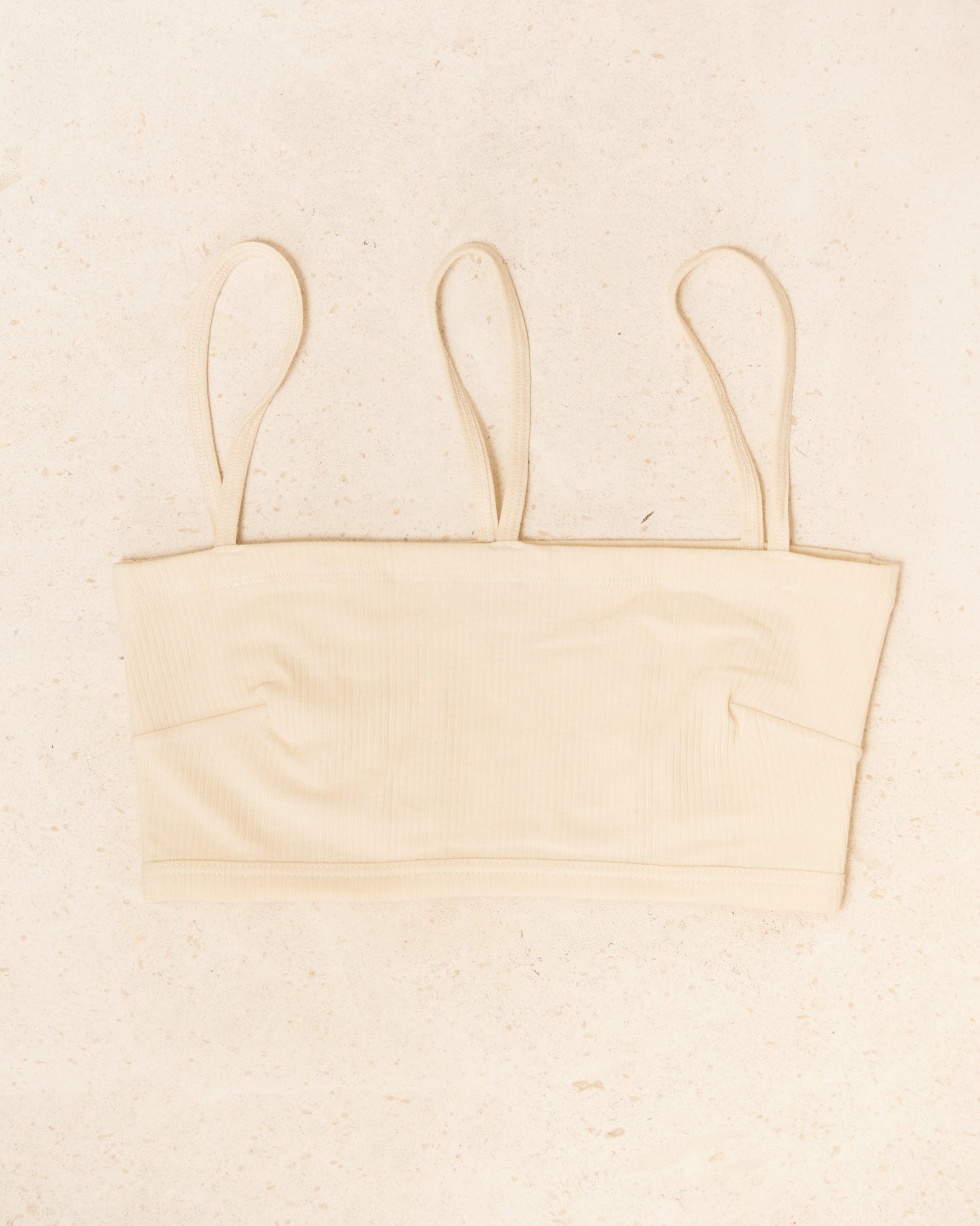 Off White Ribbed Nida Bra