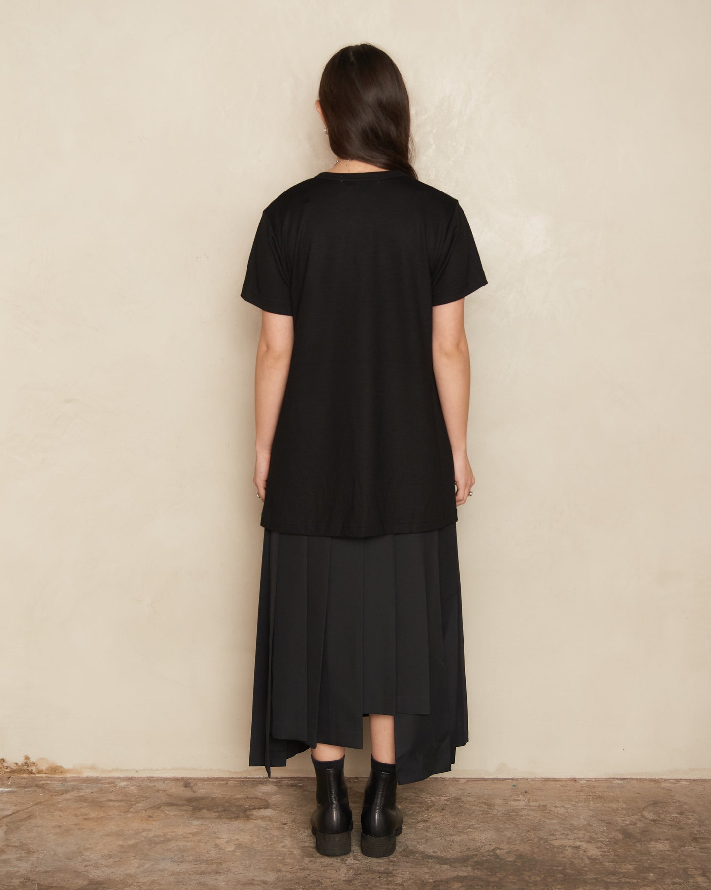 Black Asymmetrical Pleated Skirt