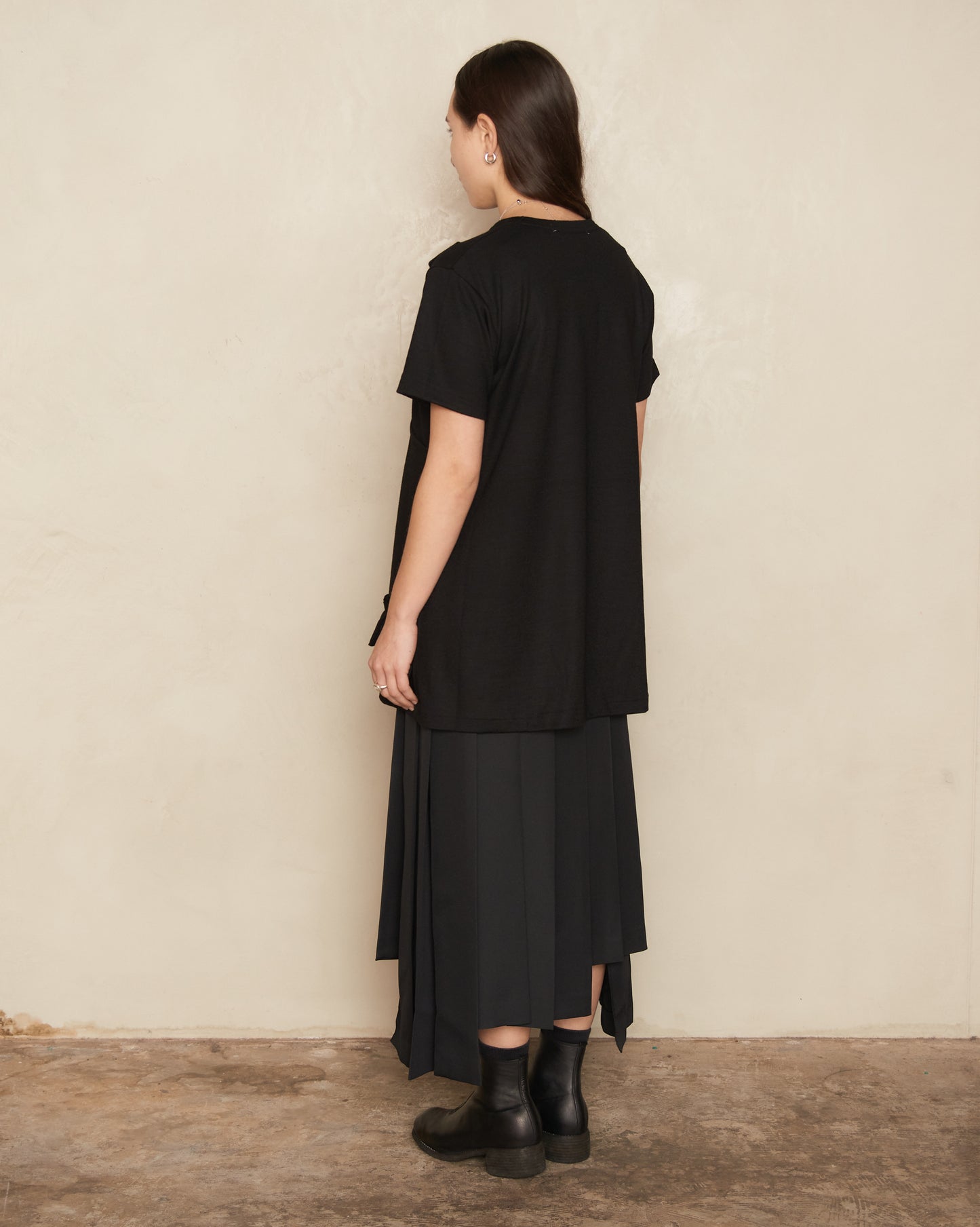 Black Asymmetrical Pleated Skirt