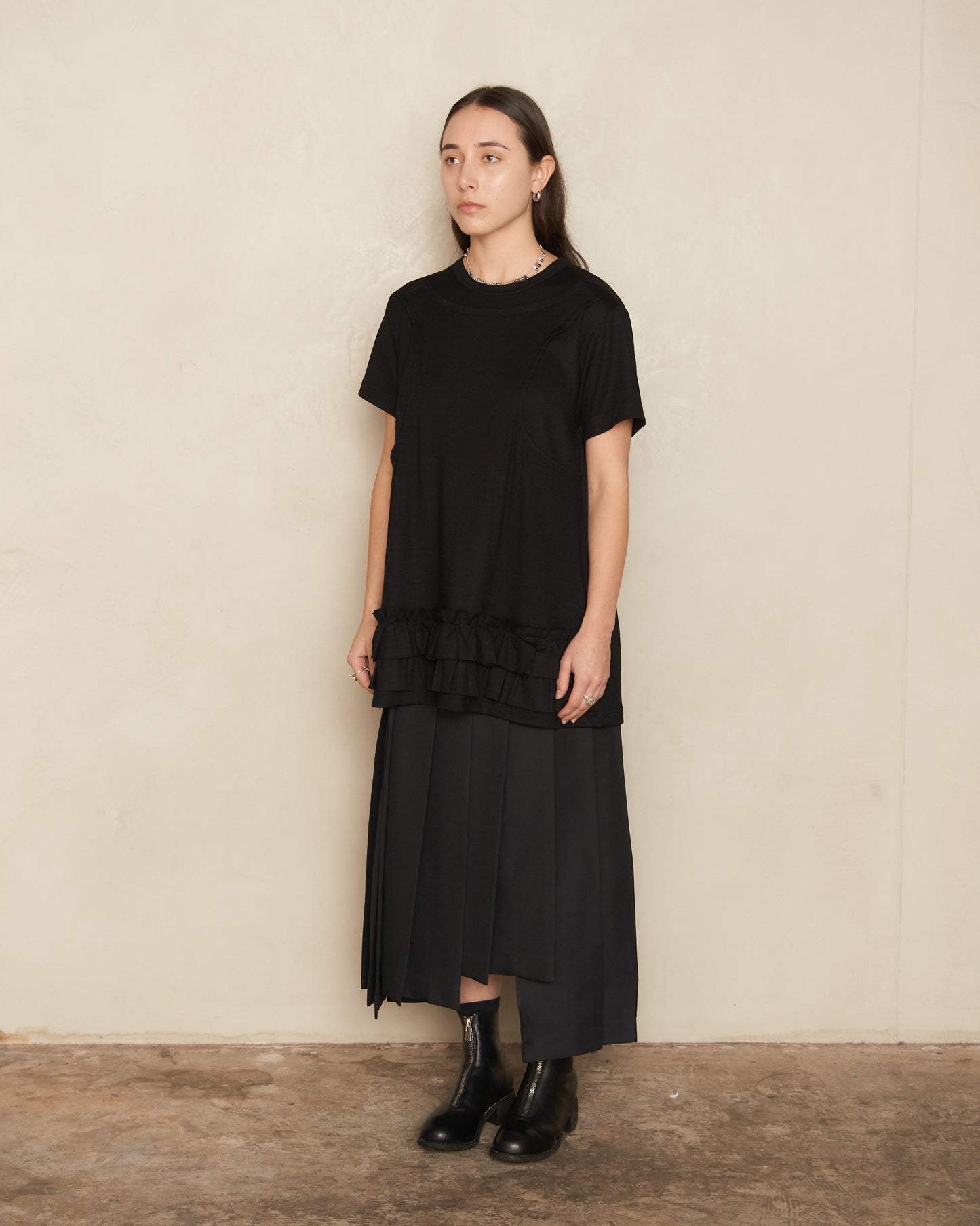 Black Asymmetrical Pleated Skirt