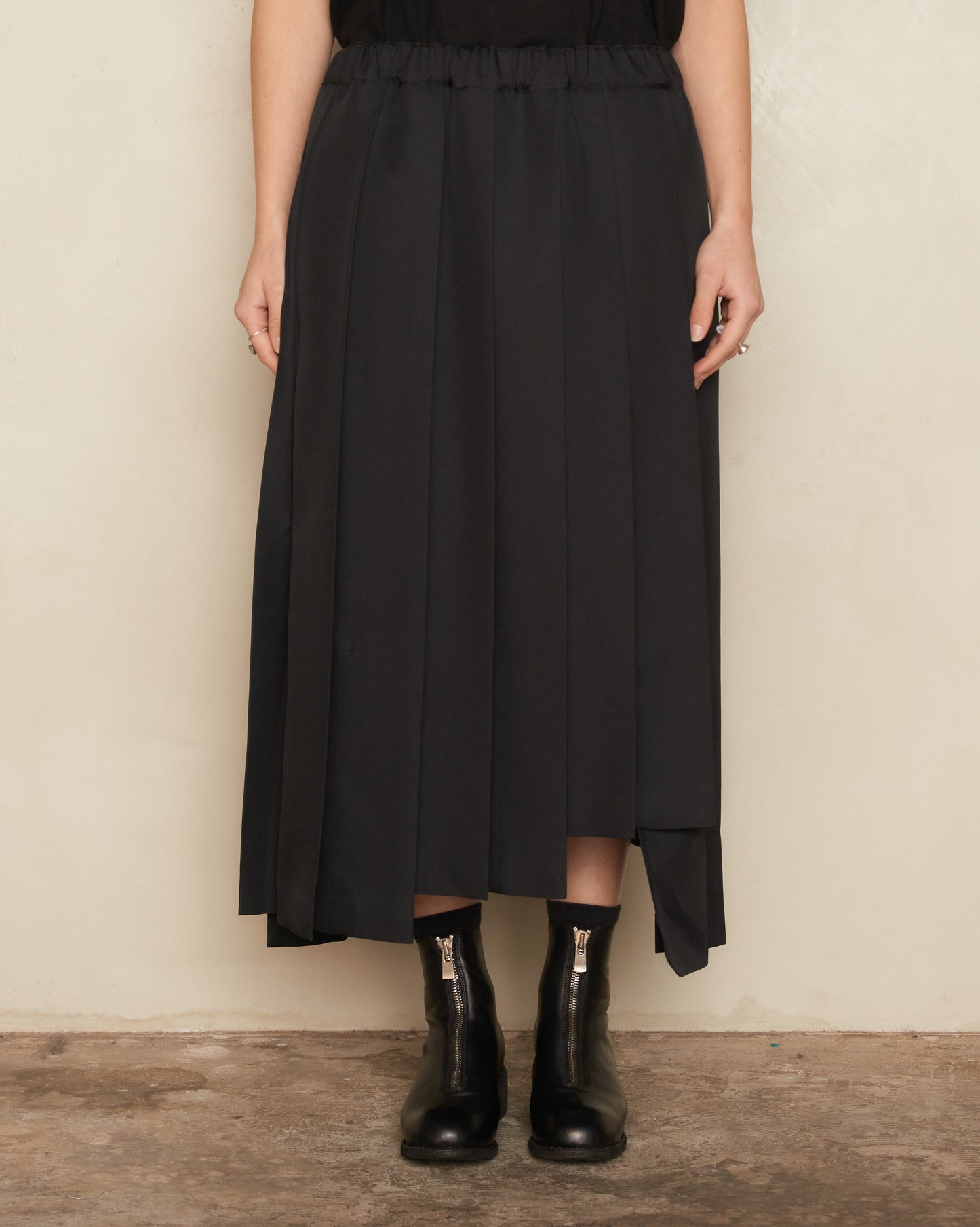 Black Asymmetrical Pleated Skirt