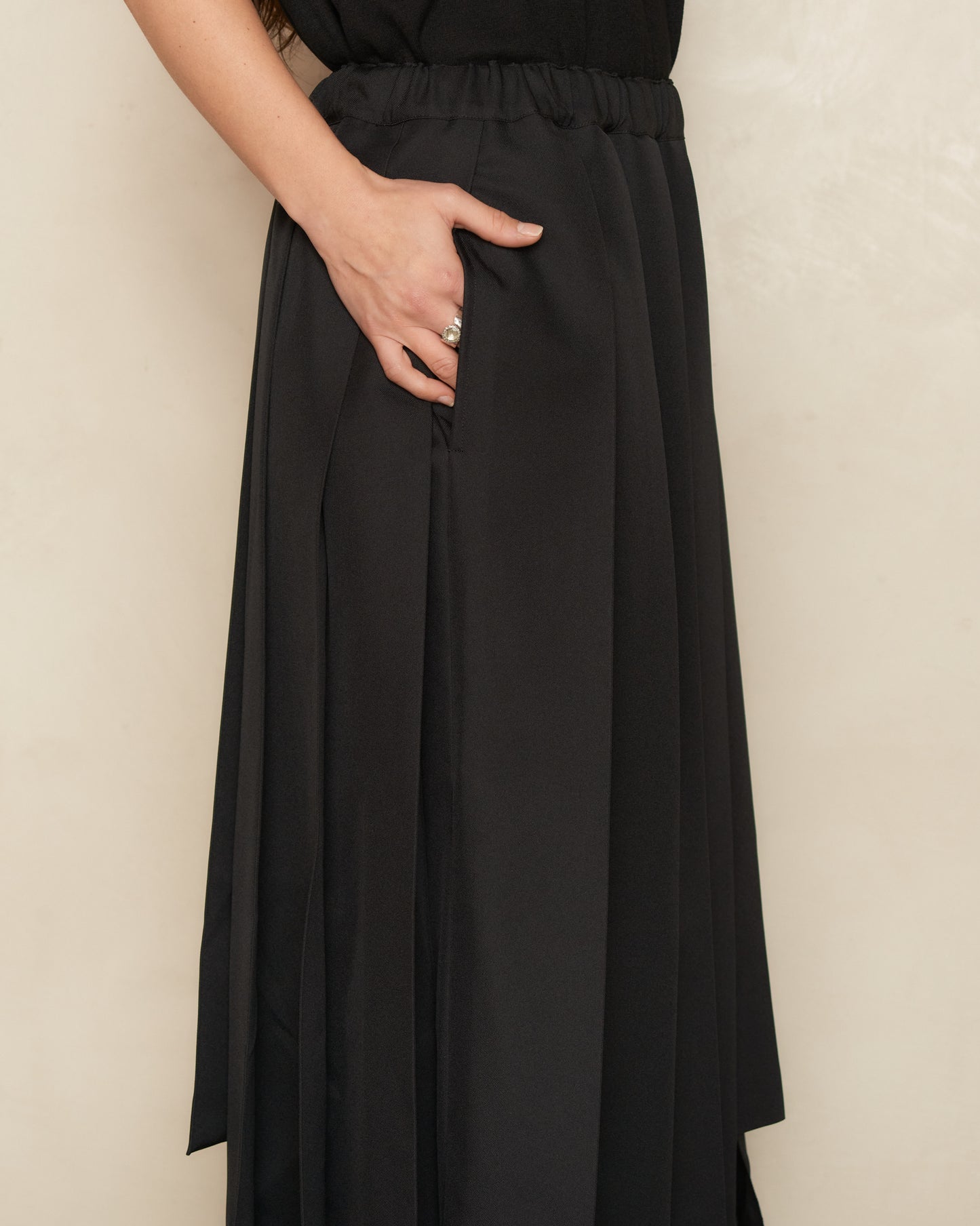 Black Asymmetrical Pleated Skirt