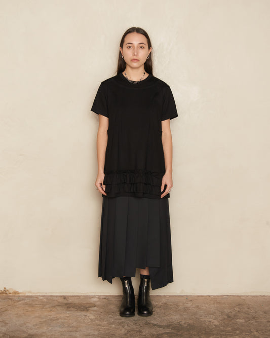 Black Asymmetrical Pleated Skirt