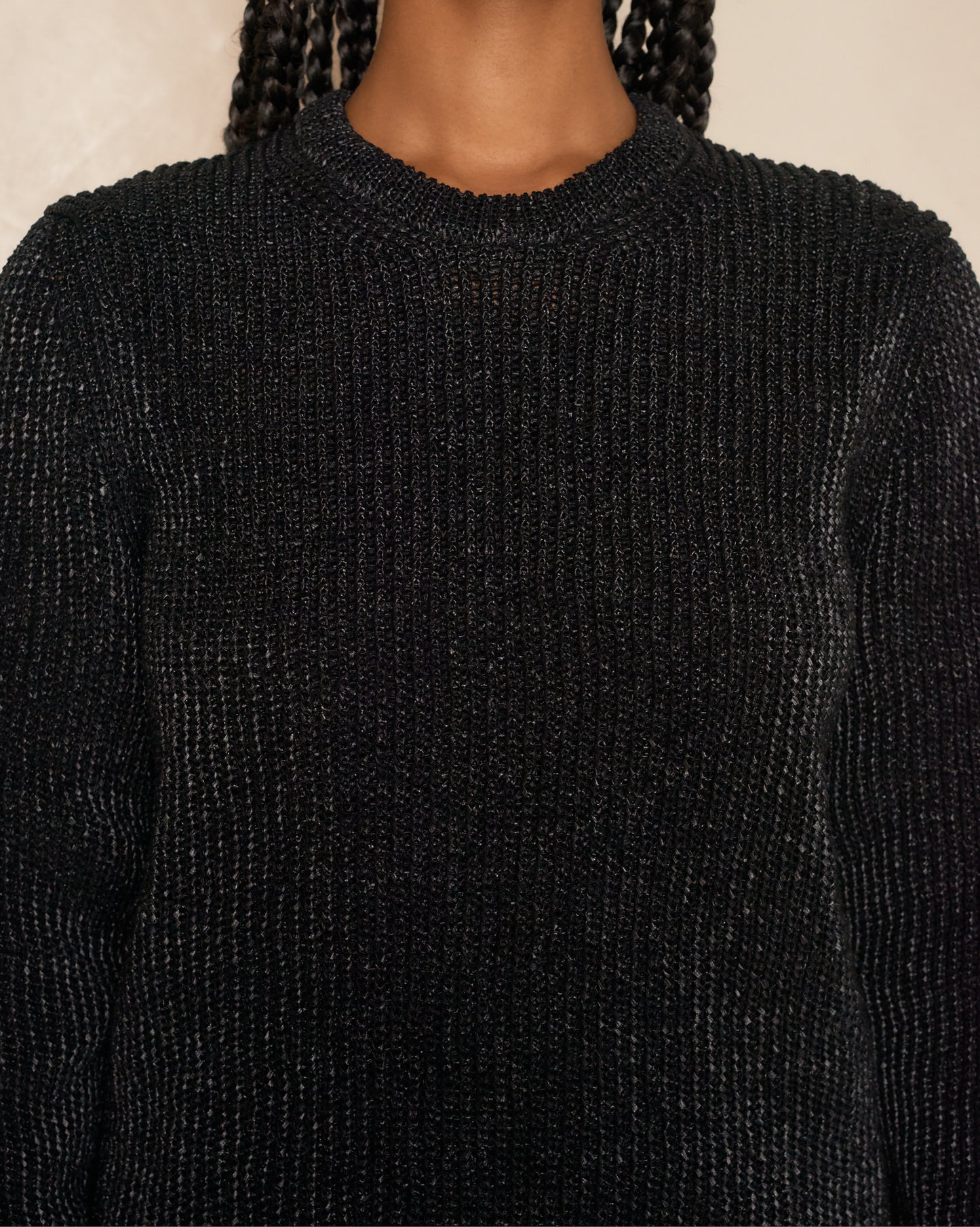 Black Coated Knit Sweater