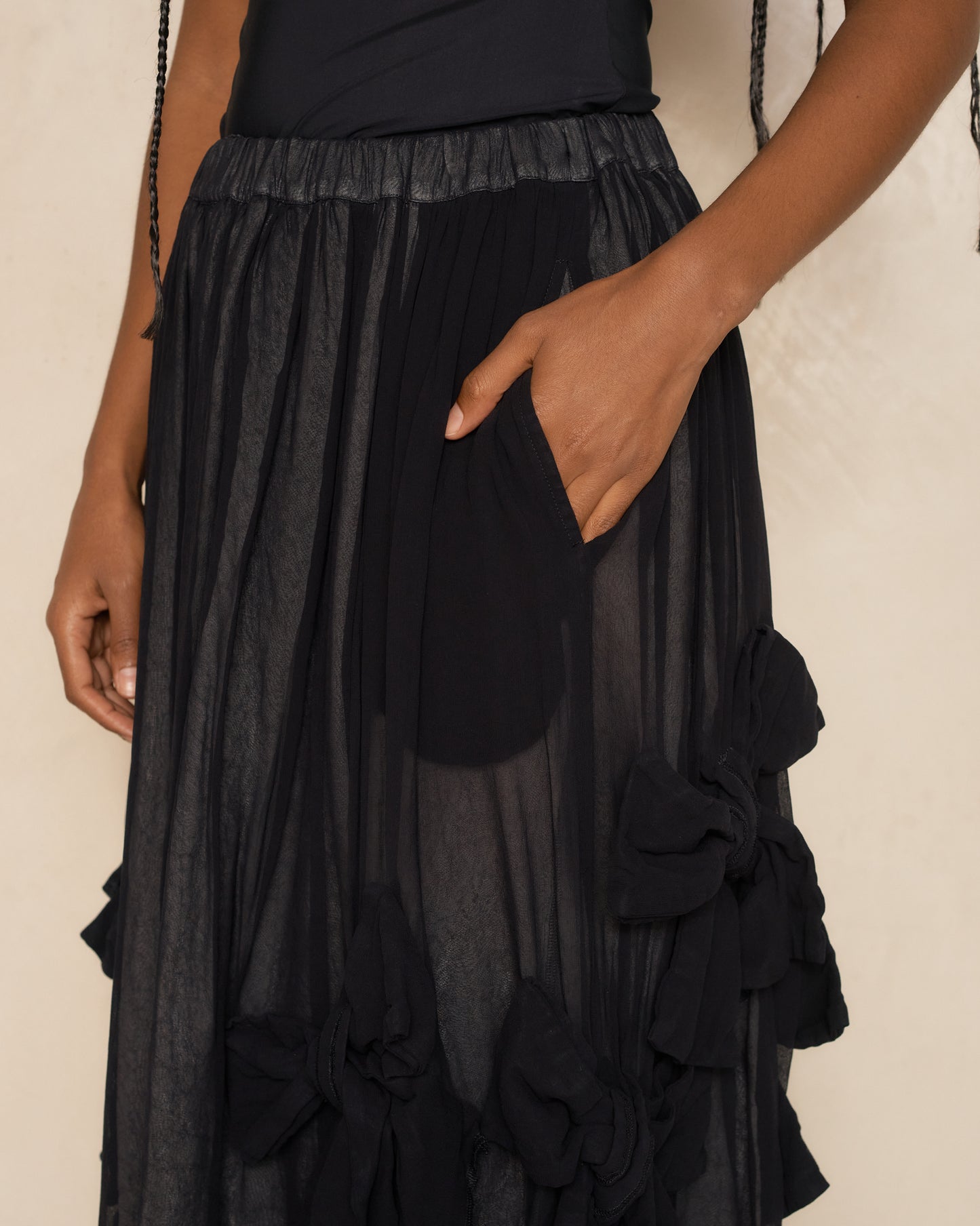 Black Double Layer Bow Skirt
