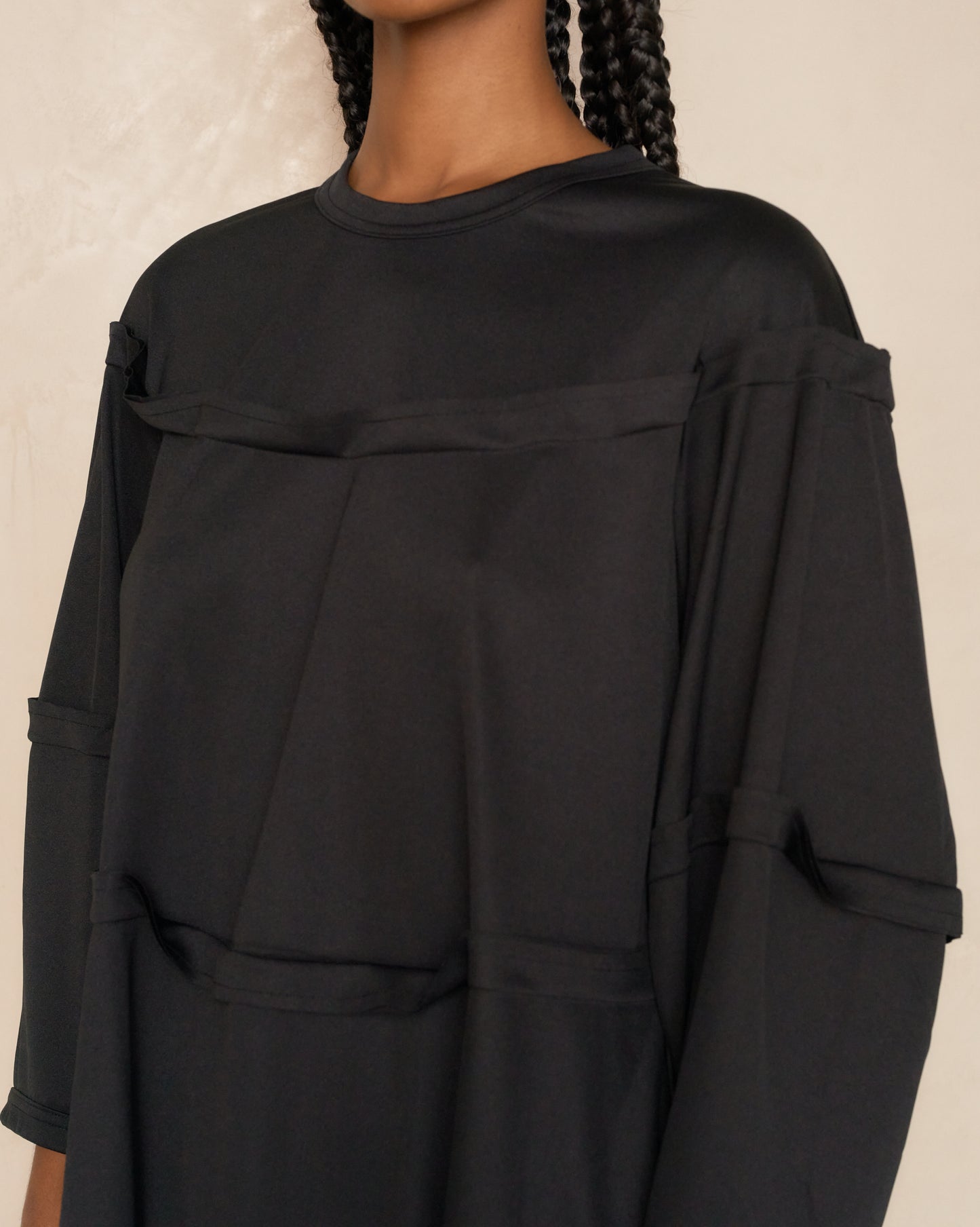 Black Long Sleeve Tiered Top