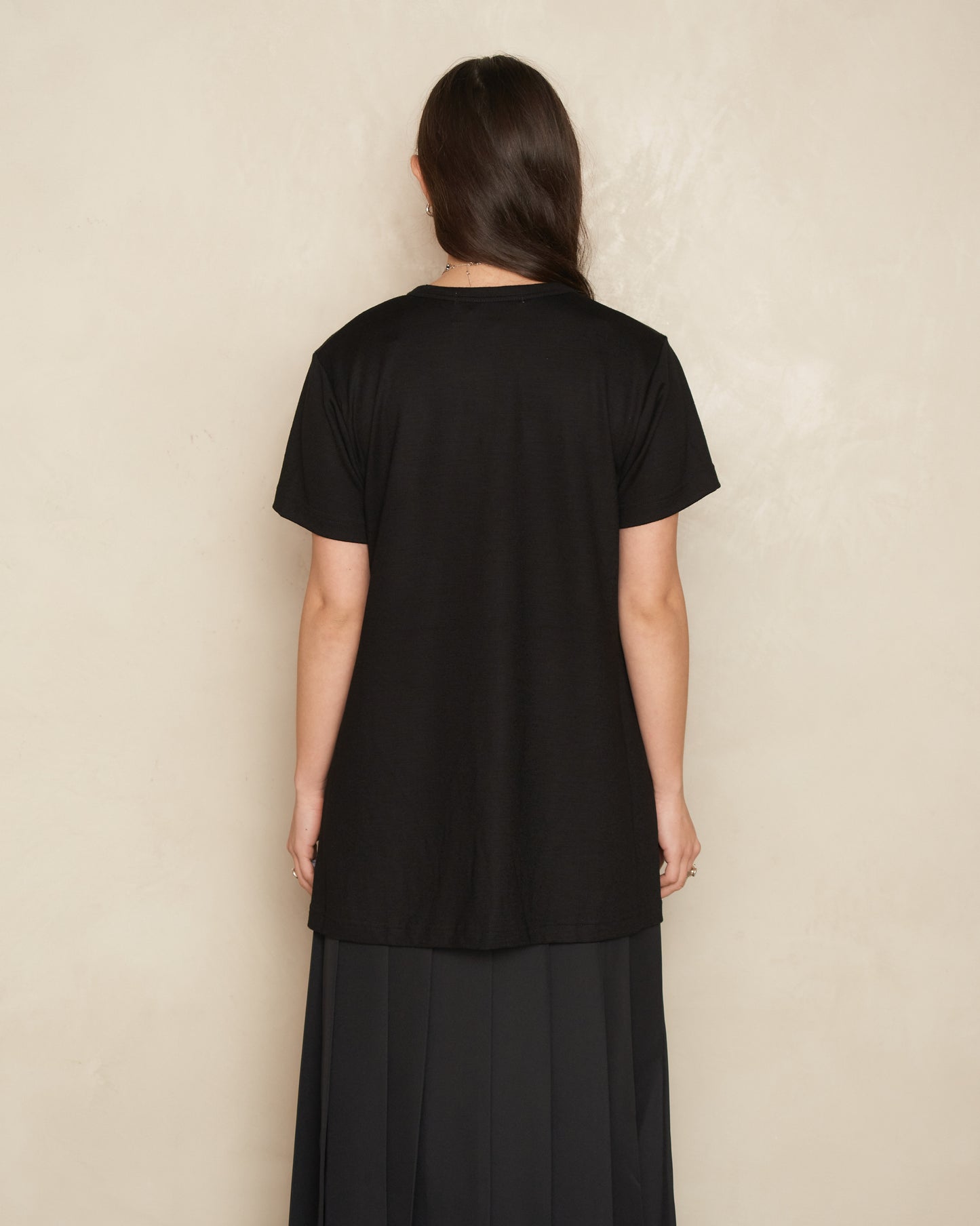 Black Panelled Ruffle Hem T-Shirt