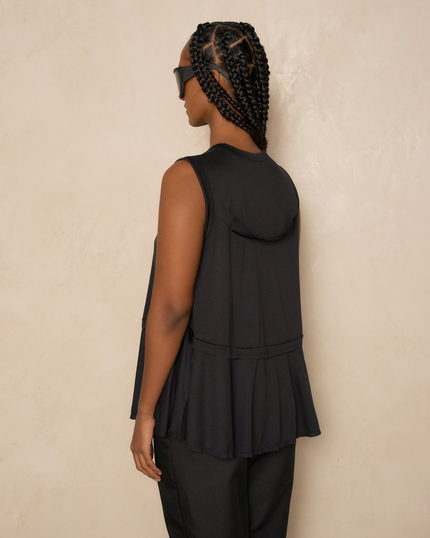 Black Sleeveless Tiered Top