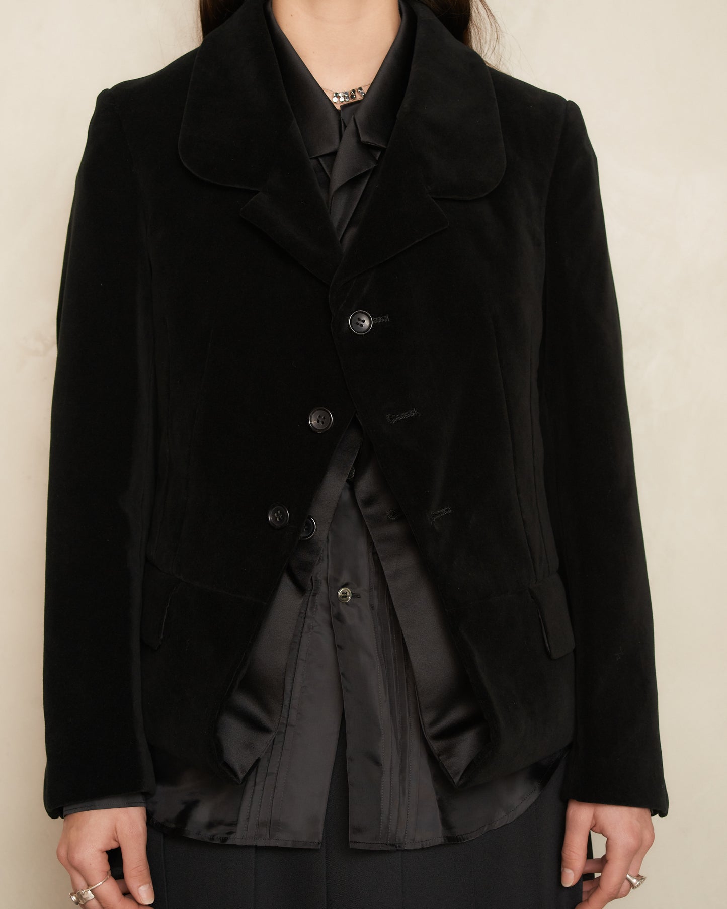 Black Velvet Double Lapel Jacket