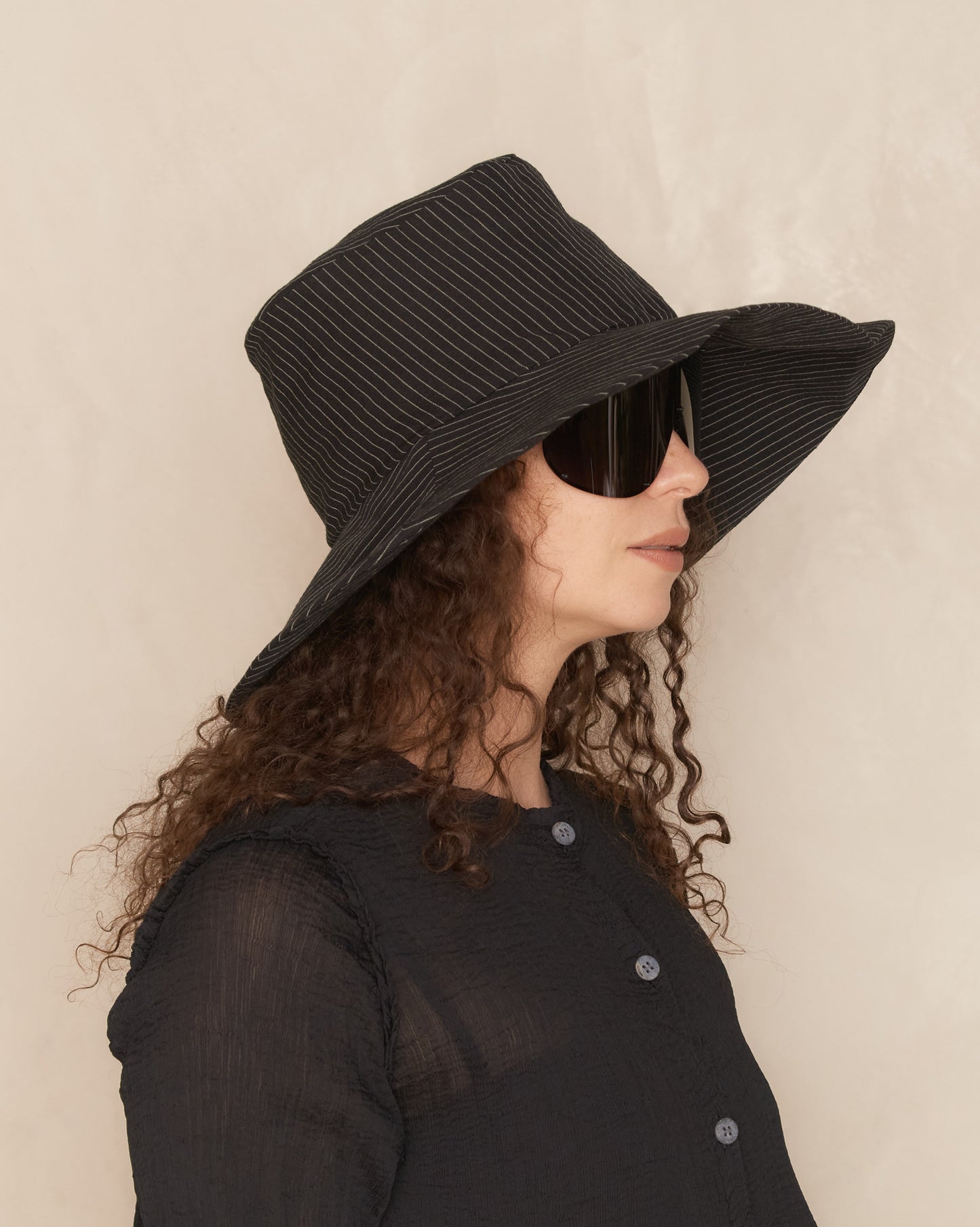 Black Stripe Wide Brim Hat