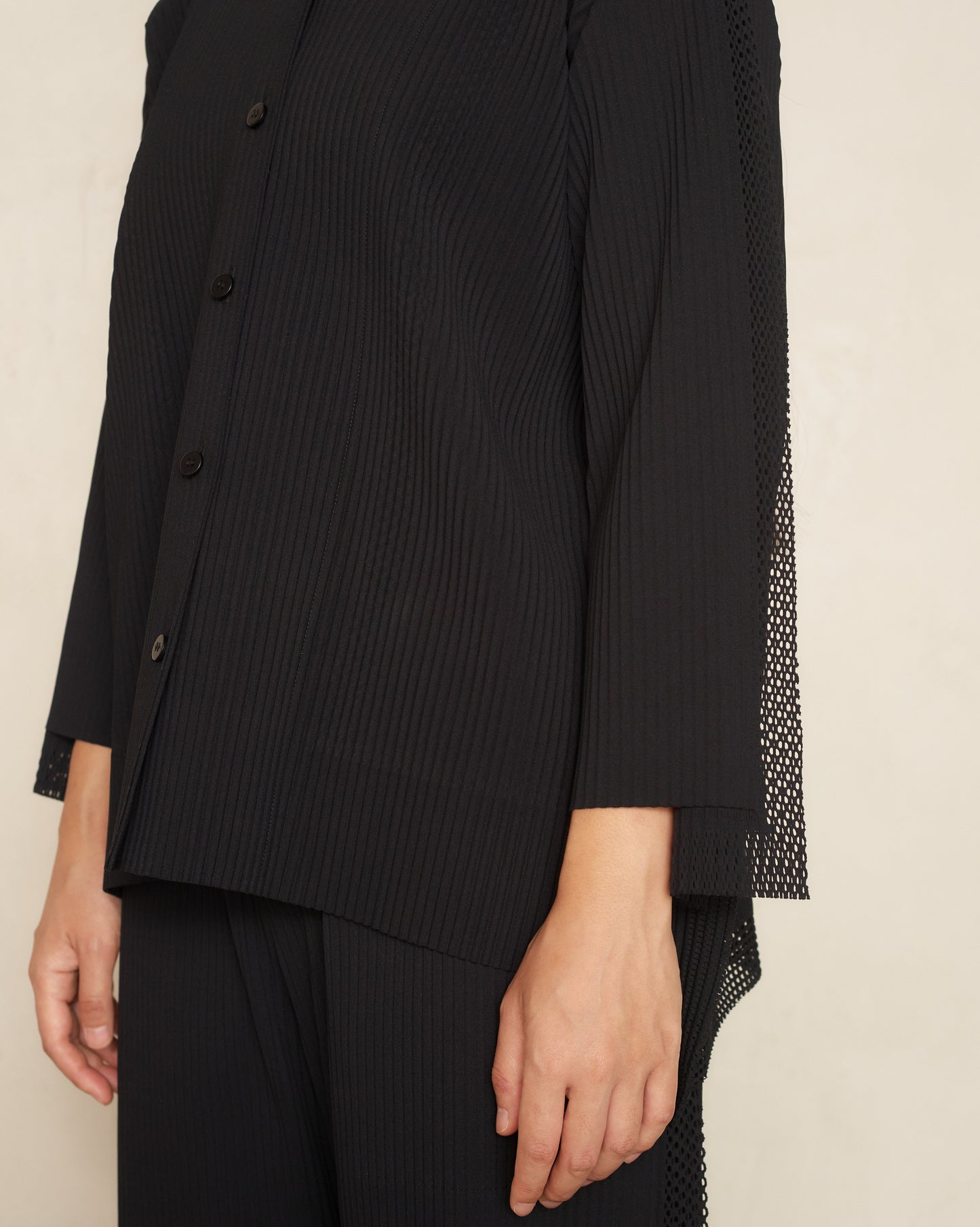 Black Mesh Trim Cardigan