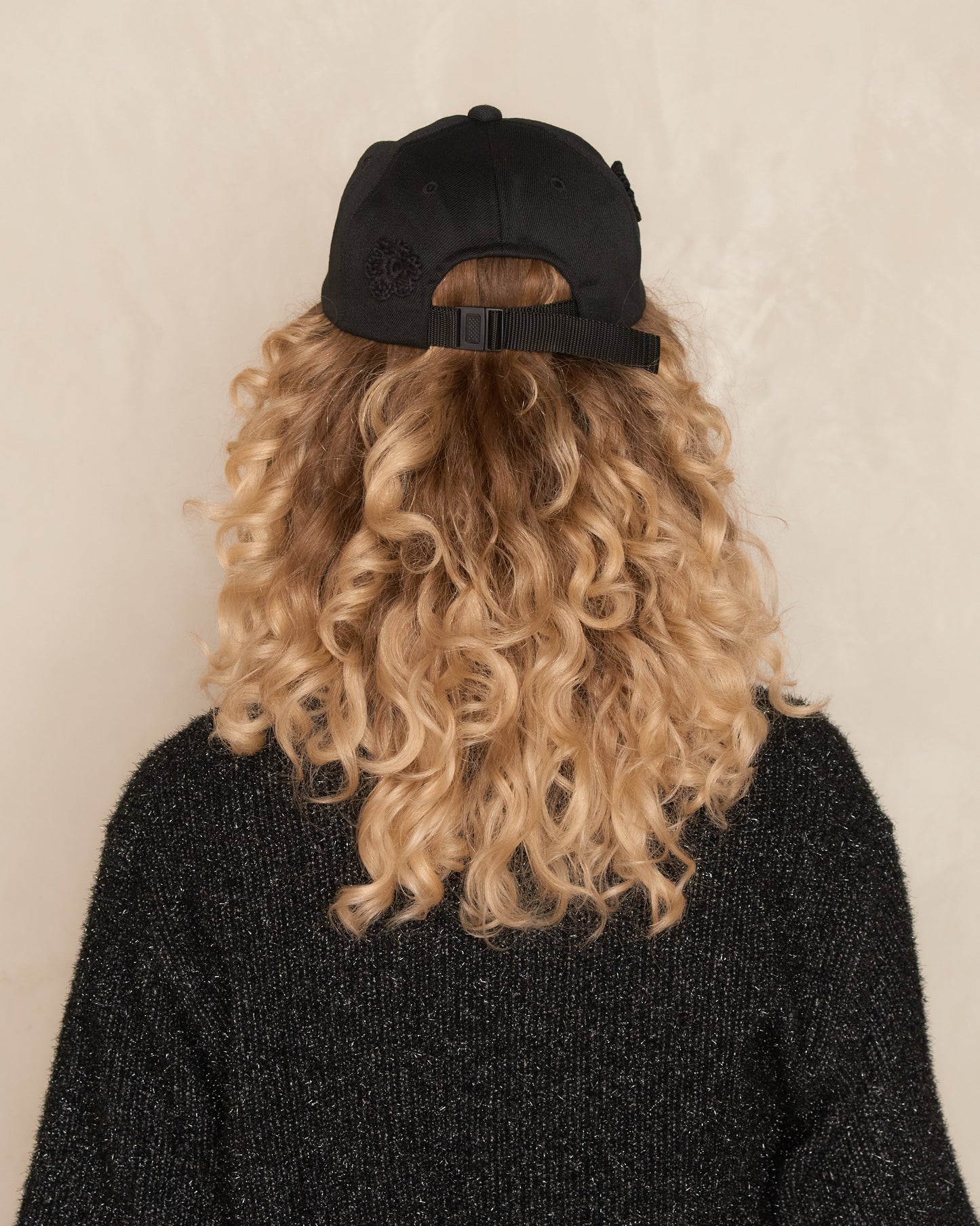 Black Wool Daisy Cap