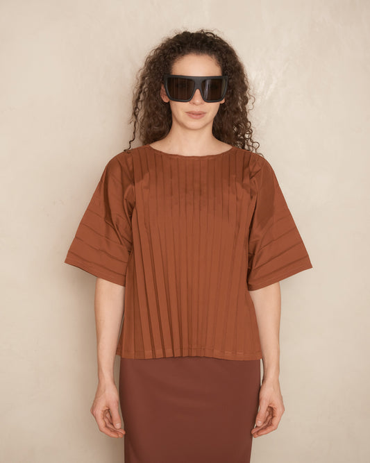 Brick Wide Pleat Top