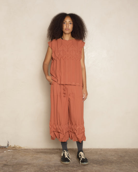 Terracotta Cube Pleat Trouser