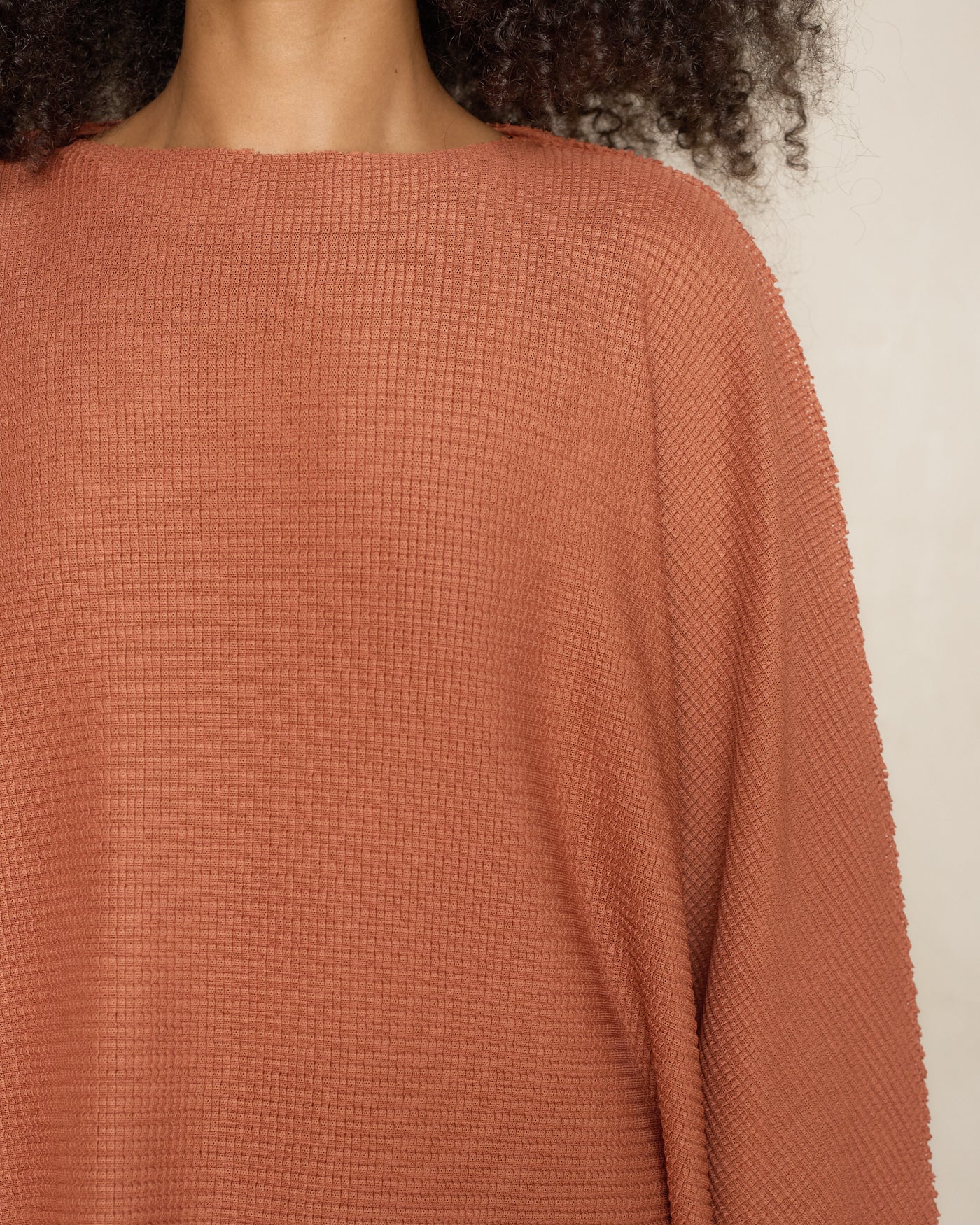 Terracotta Sector Stretch Knit Pleat Top