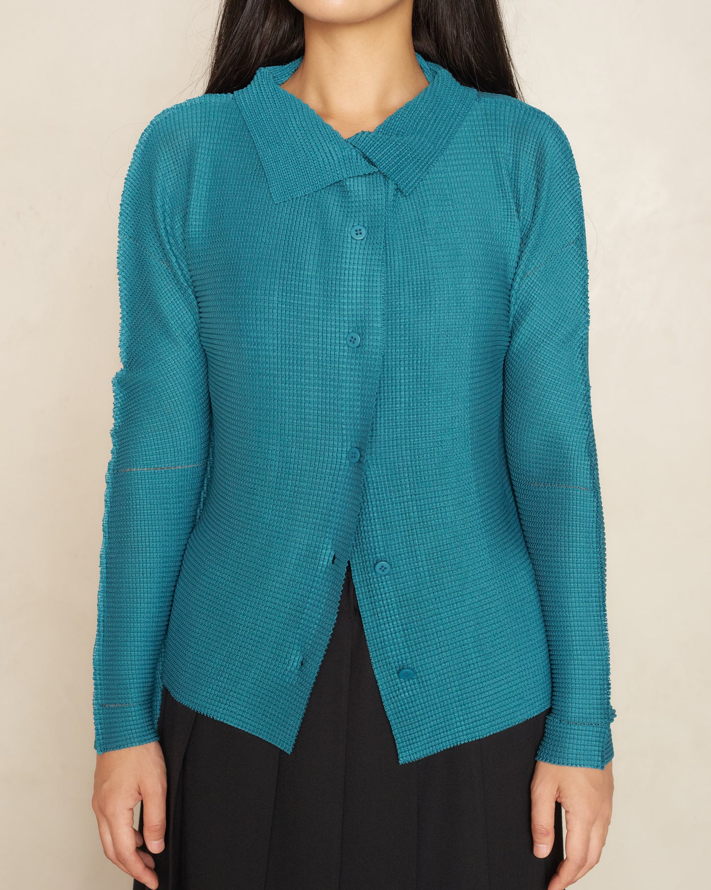 Turquoise Micropleat Cardigan