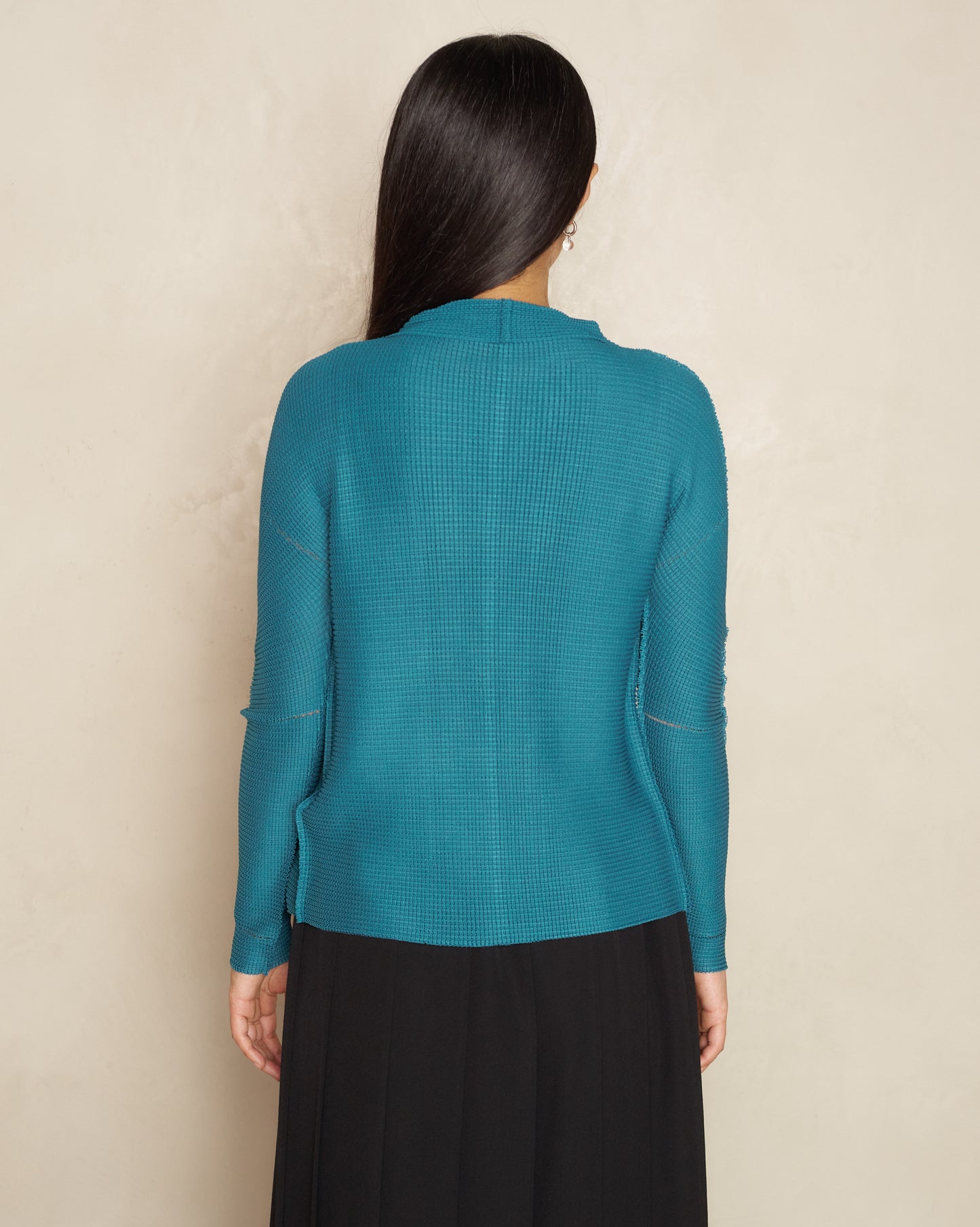 Turquoise Micropleat Cardigan