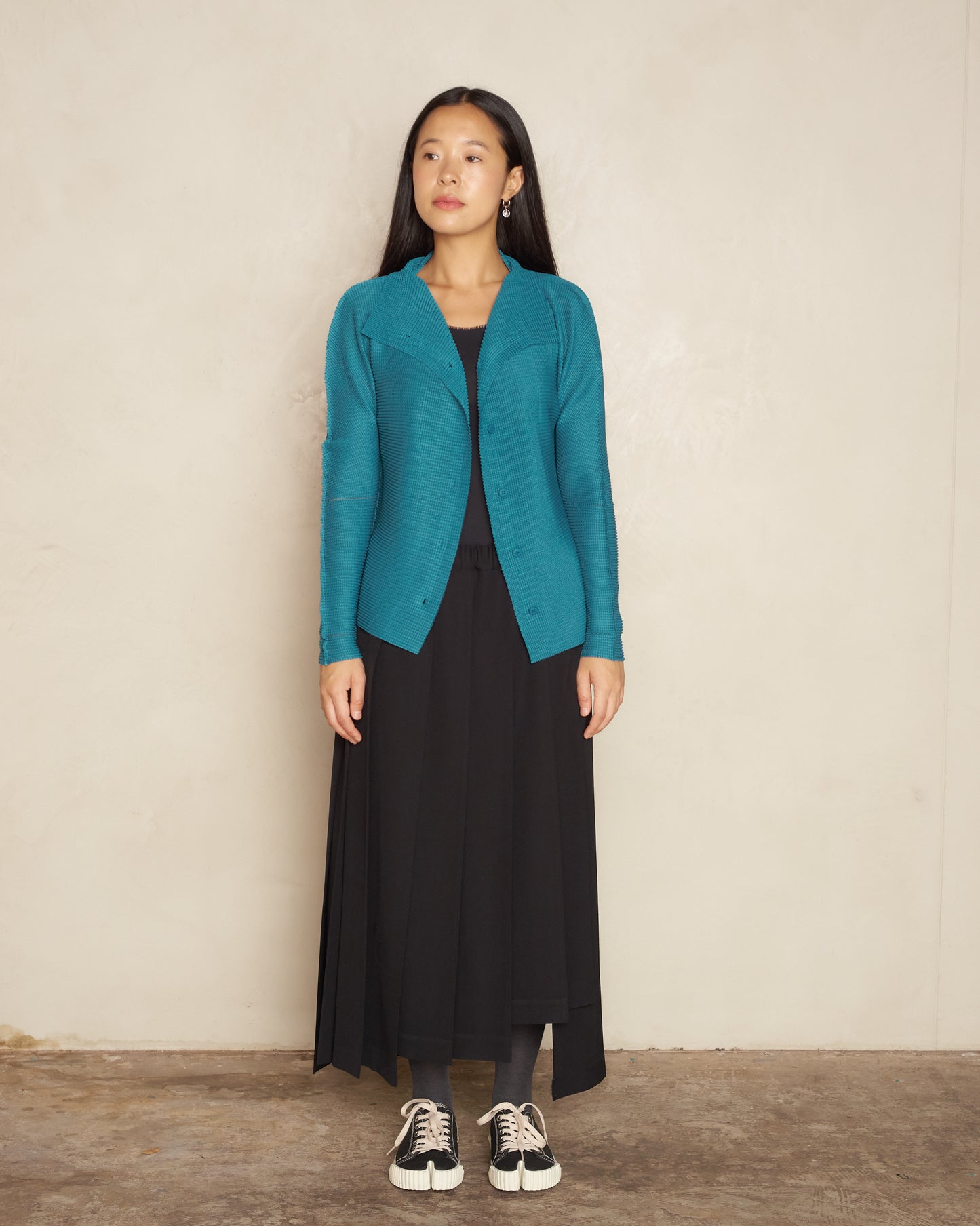 Turquoise Micropleat Cardigan