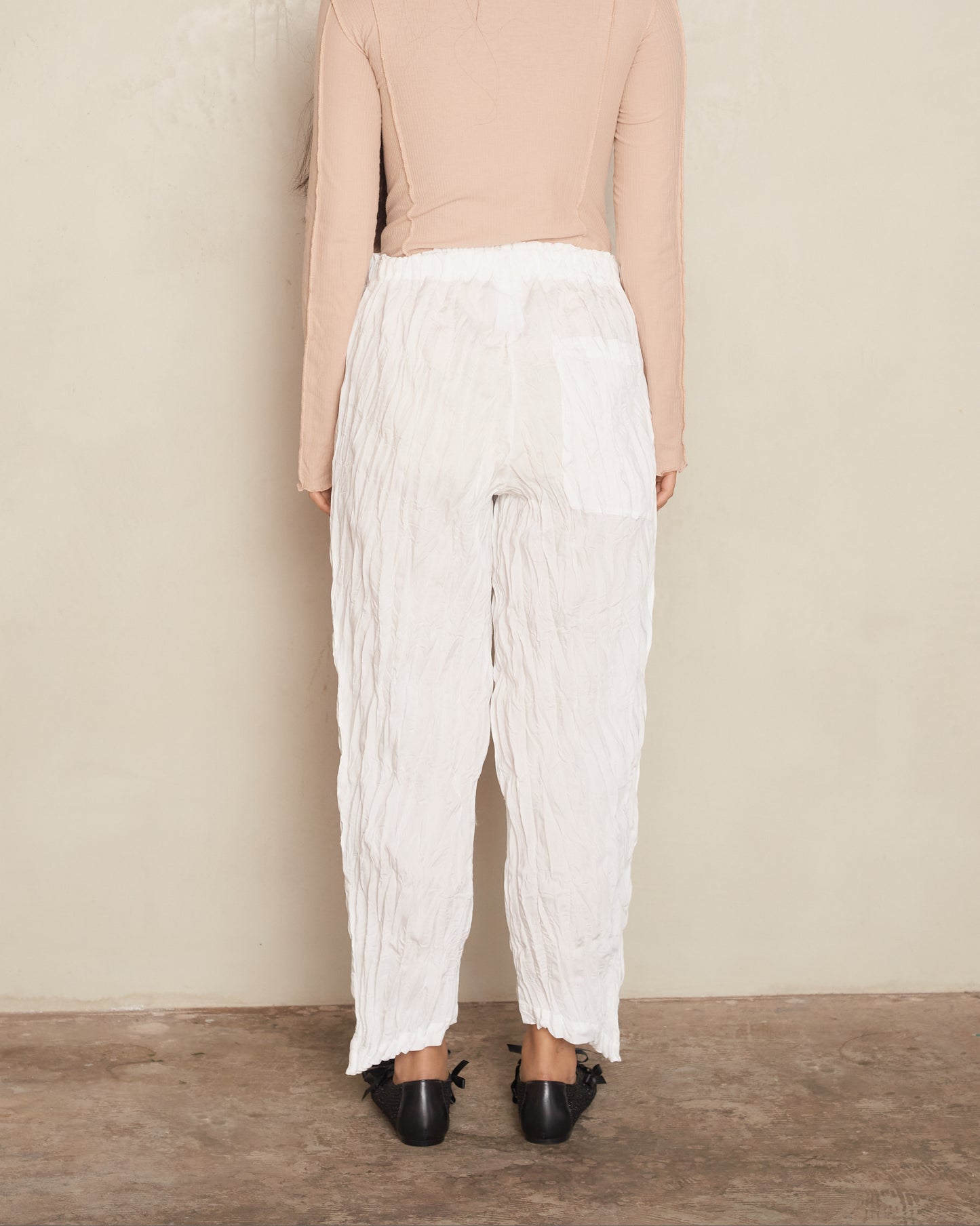 White Whip Pleat Pants