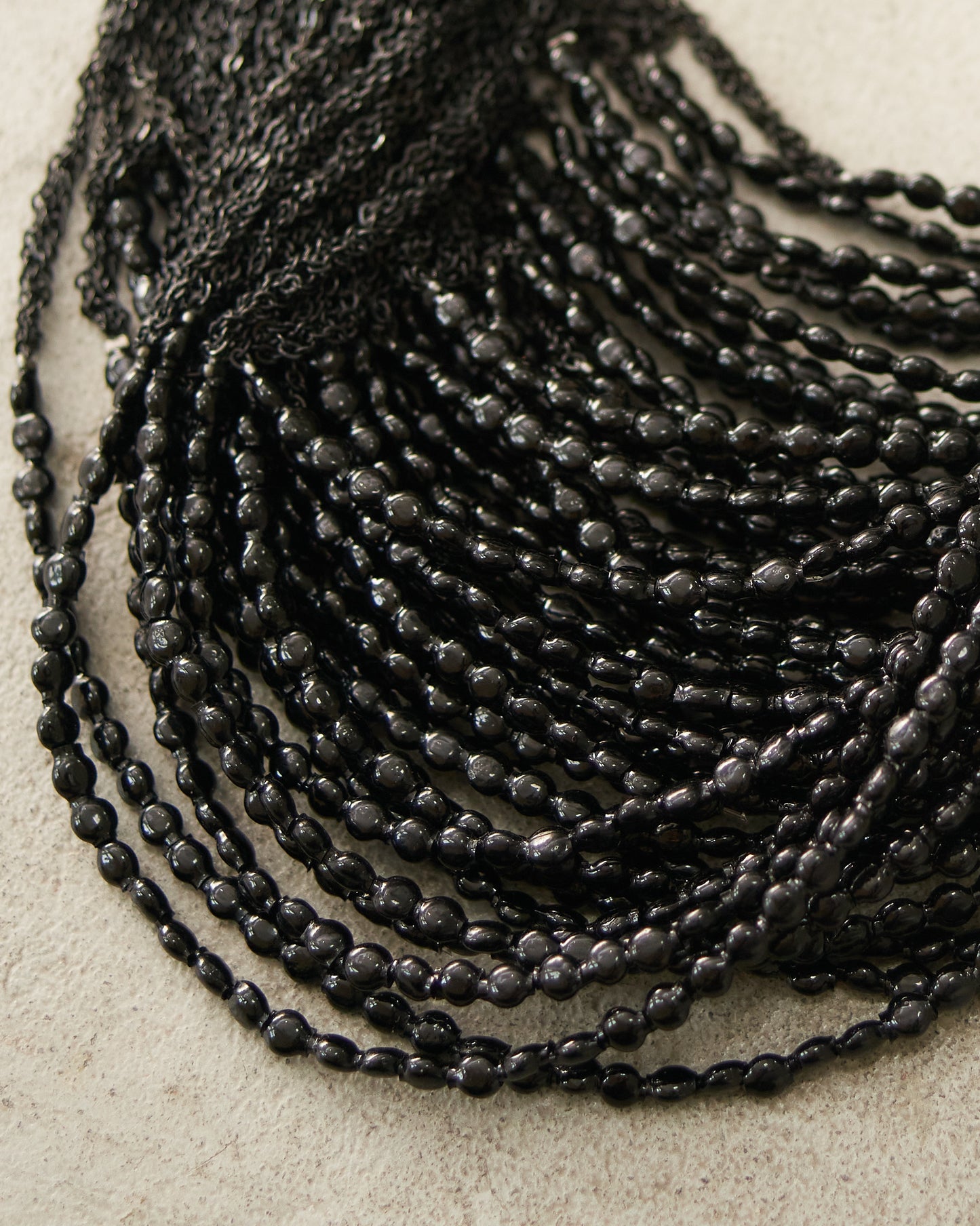 Black Vintage Glass Bead Multi-Chain