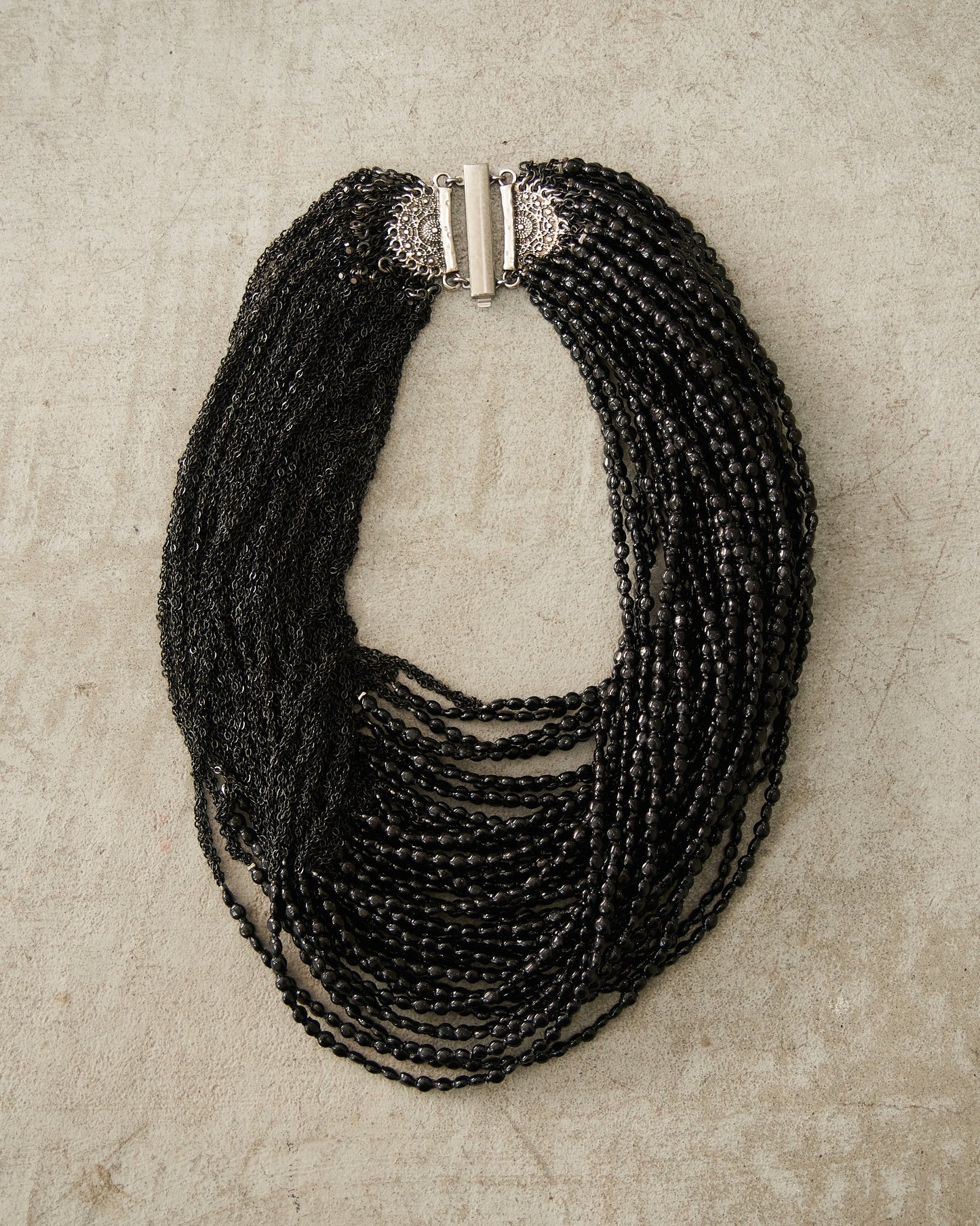 Black Vintage Glass Bead Multi-Chain